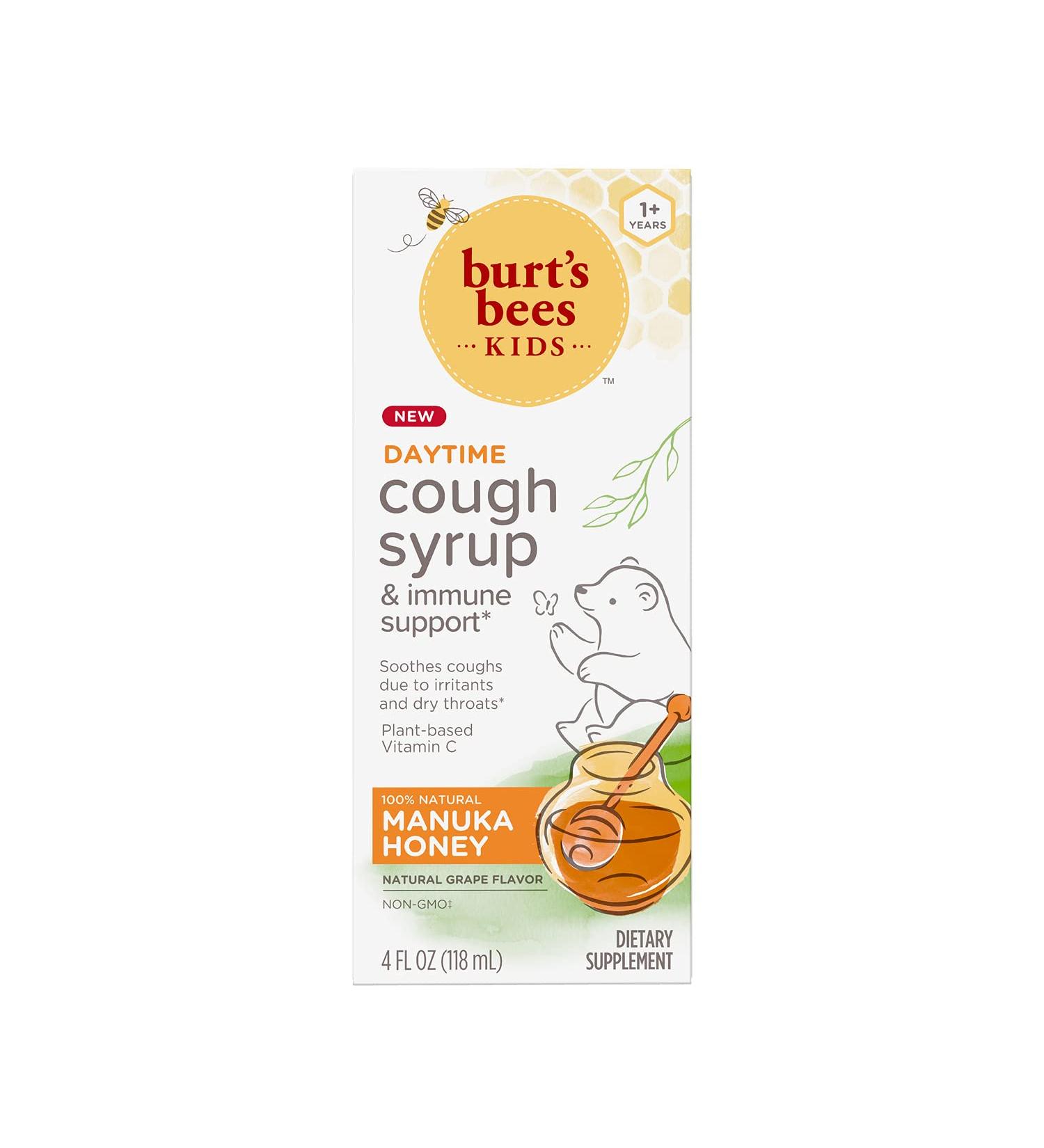 Burt's Bees Kids Cough Syrup & Immune Support - Natural Grape, 4 fl oz (1+ Years) - Buy Online on GoSupps.com
