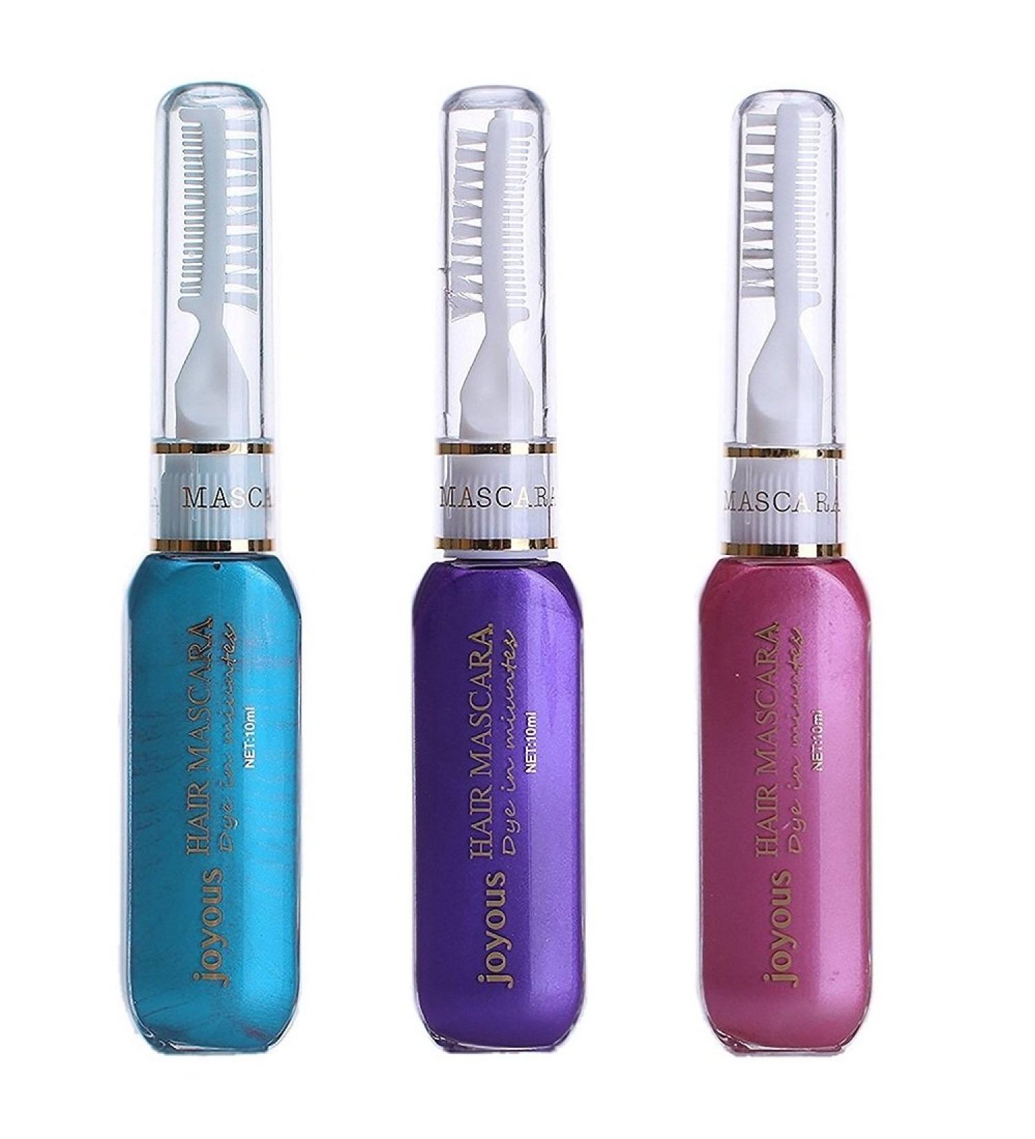 Non-Toxic Salon Hair Dye Mascara Set (Purple+Blue+Pink) - Easy DIY Temporary Hair Color Stick - Buy Online on GoSupps.com