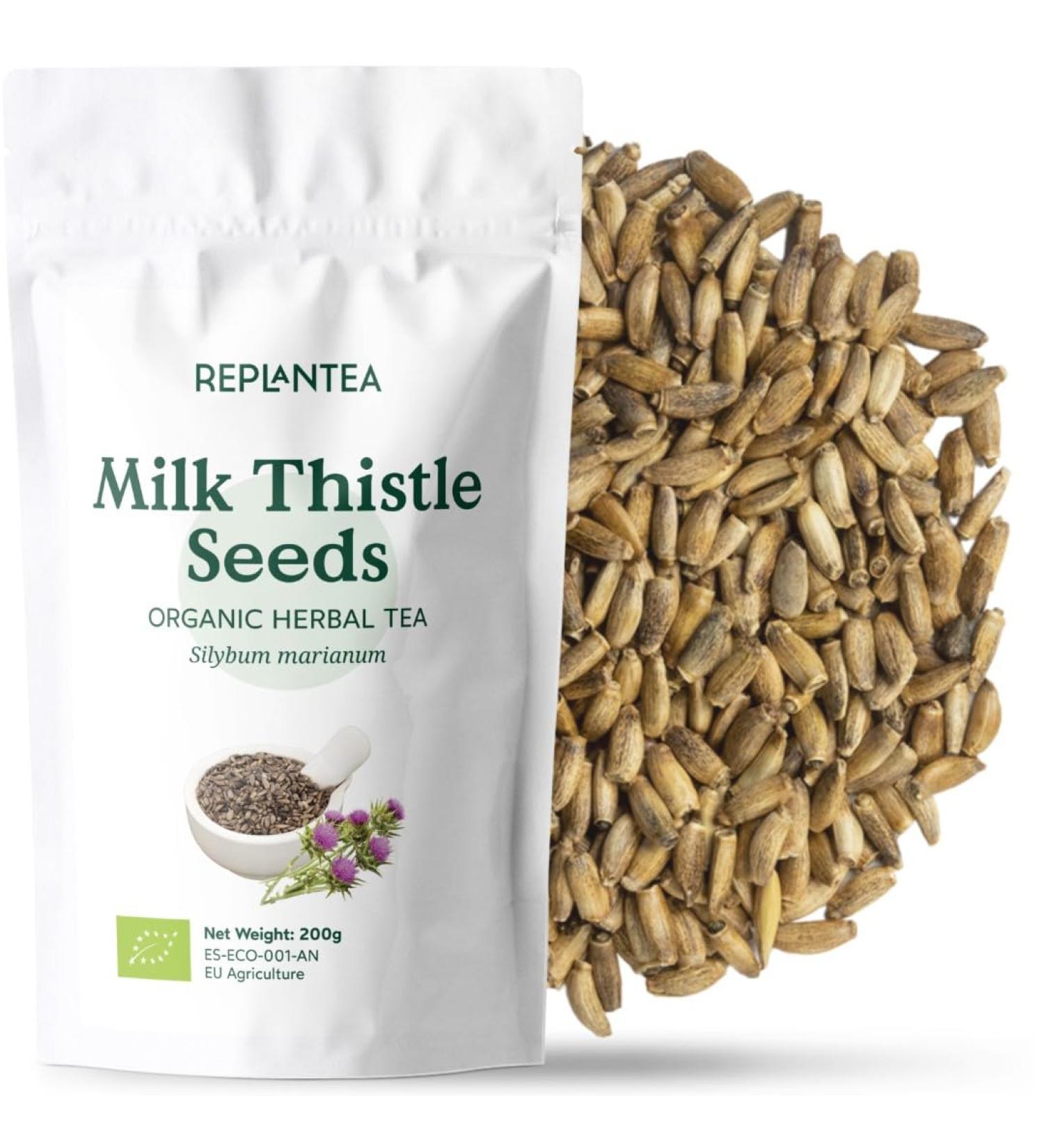 Milk Thistle Tea Organic 200g (100 Cups) | Milk Thistle Seeds Loose Leaf Herbal Tea | Silybum Marianus REPLANTEA - Buy Online on GoSupps.com