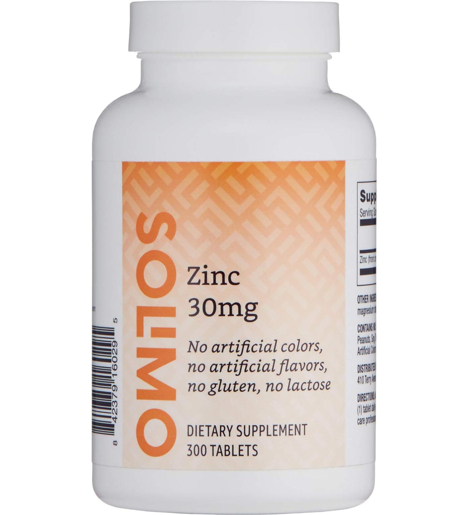 Solimo Zinc 30mg 300 Tablets - Ten Month Supply | High Quality Amazon Brand - Buy Online on GoSupps.com