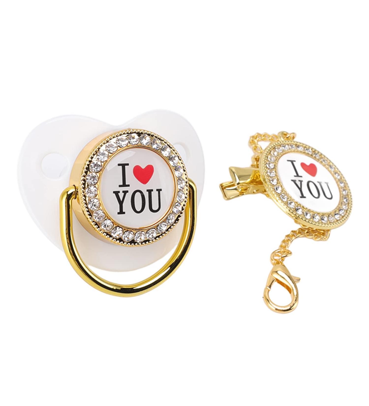 Shop Silicone Baby Pacifier | Bling Infant Dummy with Chain Clip for Newborns - International Shipping Available - Buy Online on GoSupps.com