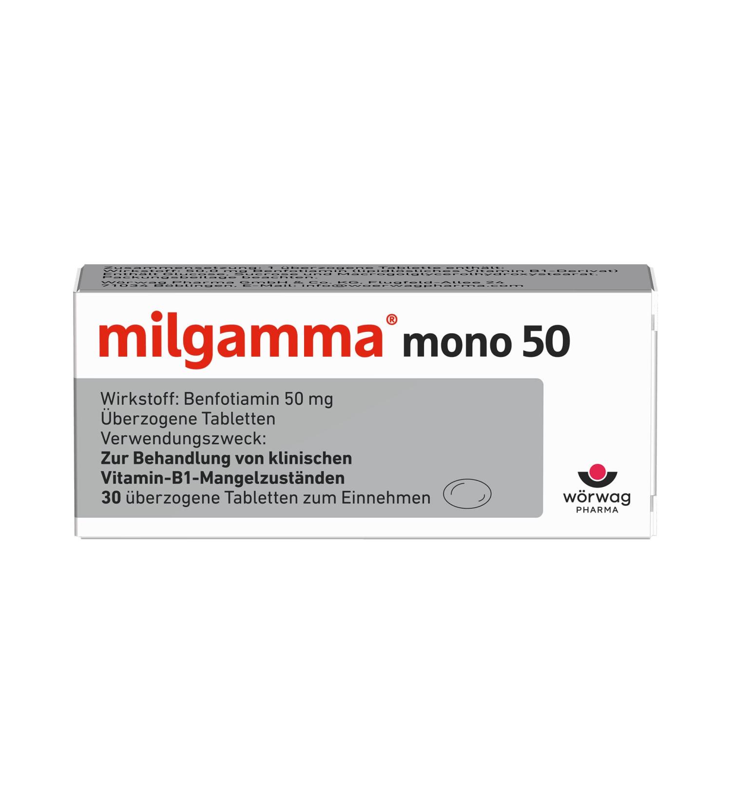 Buy Milgamma Mono 50 Benfotiamine Tablets 30 Pieces for Vitamin B1 Deficiency Treatment | Fast International Shipping - Buy Online on GoSupps.com