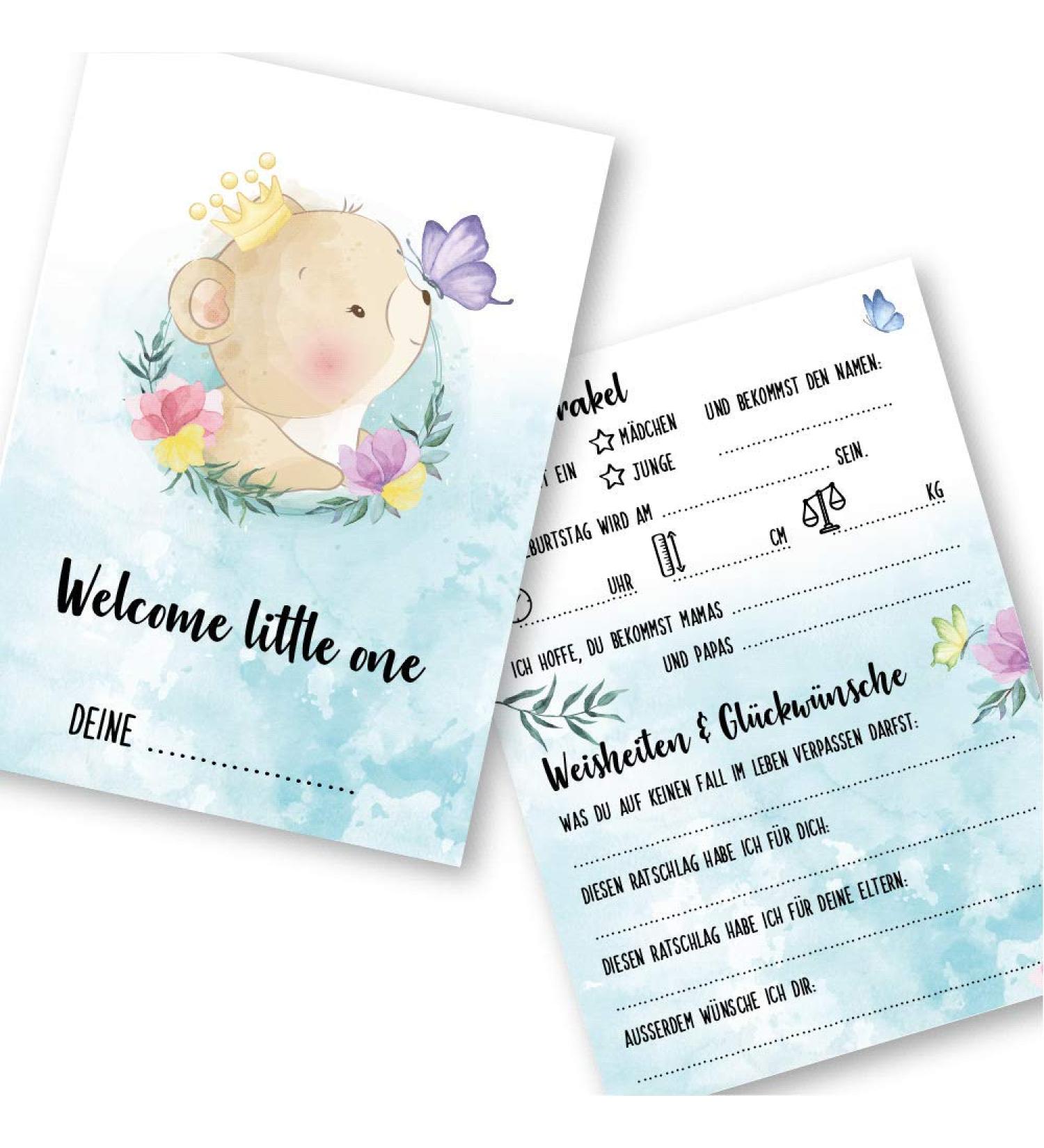 Babyarty Bear Games - 25 German Baby Shower Council Cards | Fun Baby Oracle Decoration A6 (10.5 x 14.8 cm) - Buy Online on GoSupps.com