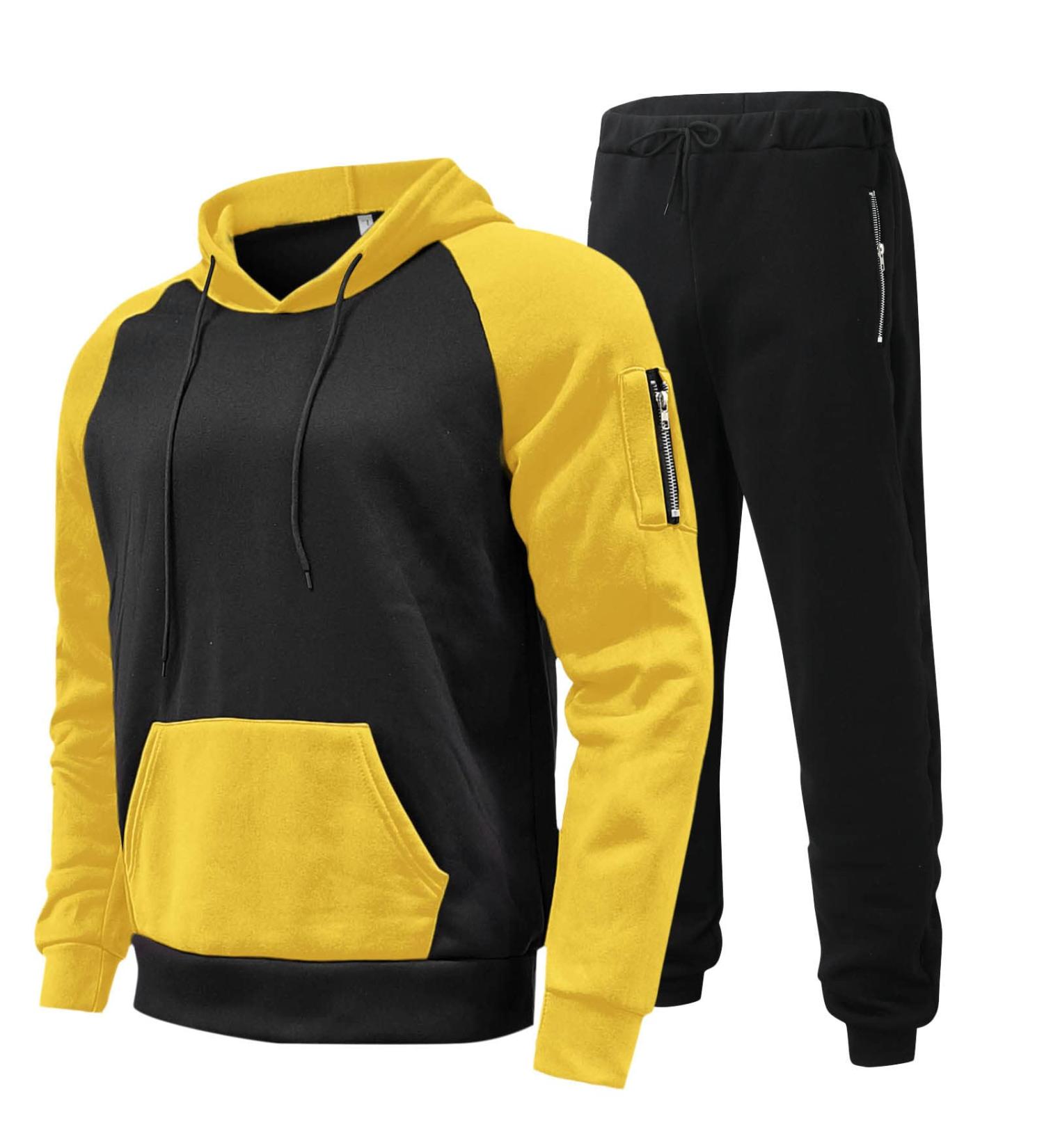 Buy Hanxiulin Men's Jogging Suit - Cotton Training Suit Sweatshirt & Pants - Yellow 3XL - International Shipping Available - Buy Online on GoSupps.com