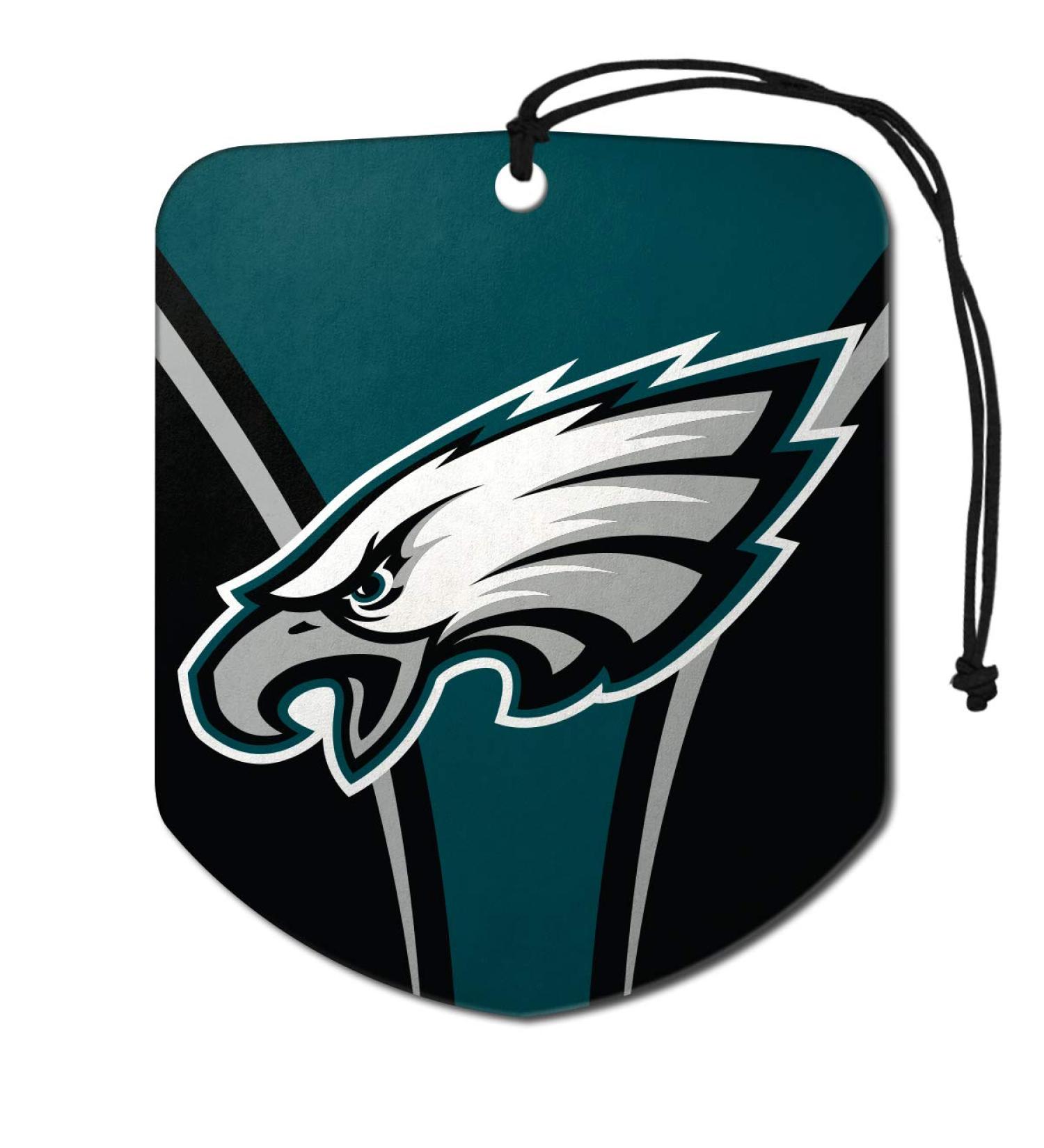 FANMATS 61582 NFL Philadelphia Eagles Hanging Car Air Freshener, 2 Pack, Black Ice Scent, Odor Eliminator, Shield Design with Team Logo