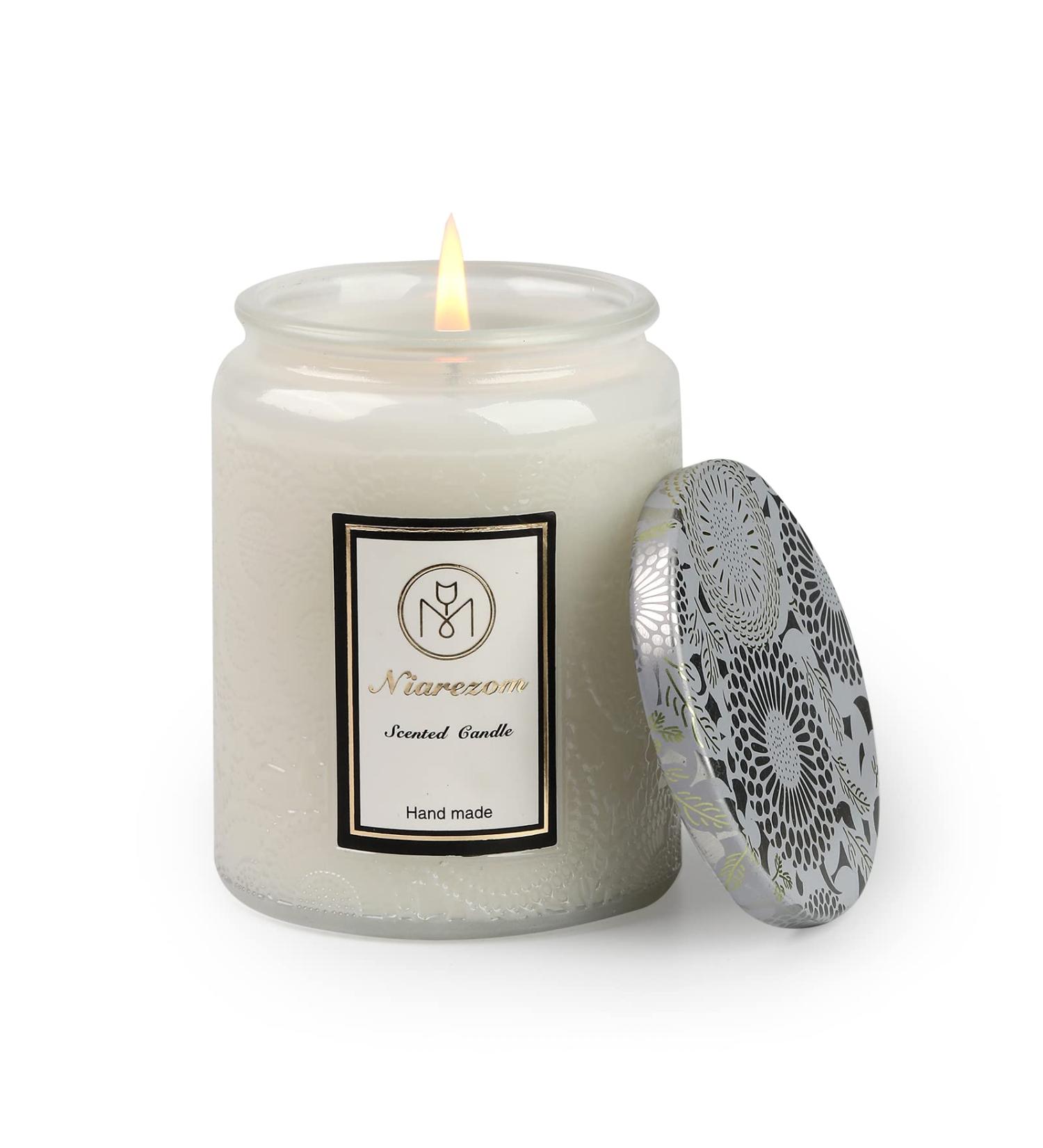 Buy Highly Scented Natural Soy Wax Candles - Long Lasting Aromatic Home Fragrance Gifts for Men & Women - Snow Pear & Cypress Wood - Buy Online on GoSupps.com