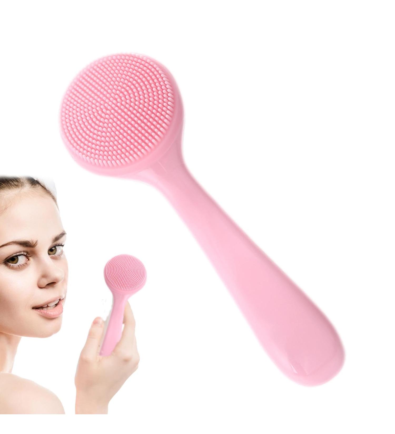Facial Cleansing Brush - Silicone Face Skin Scrubbers Scrub Pad Manual Facial Cleansing Brush Skin Friendly Waterproof Face Cleaning Scrubber Pink - Buy Online on GoSupps.com