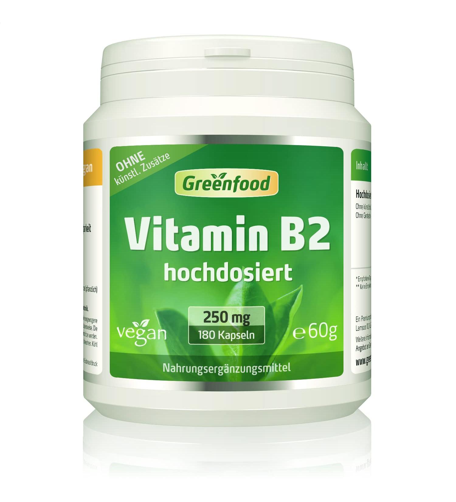 Buy Vitamin B2 (Riboflavin) 250 mg - High Dose 180 Capsules for Energy Skin Vision & Nerves | Vegan No Additives Non-GMO - Fast International Shipping - Buy Online on GoSupps.com