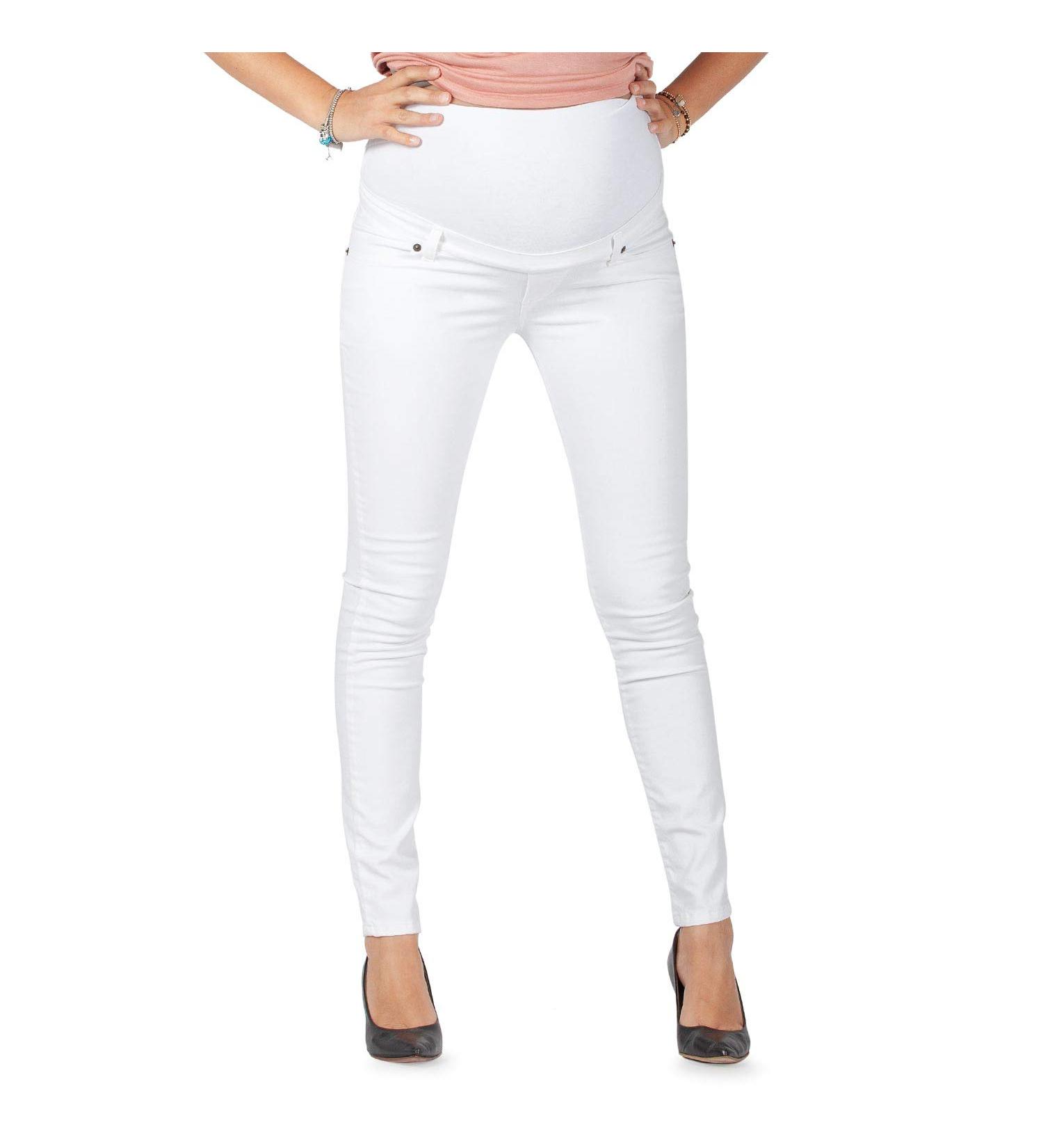 Milano Maternity Jeans - Ultra Stretch Buttery Soft Denim for Pregnant Women | High-Waisted Over The Bump Band | Comfortable and Slimming Maternity Clothing | White - Buy Online on GoSupps.com