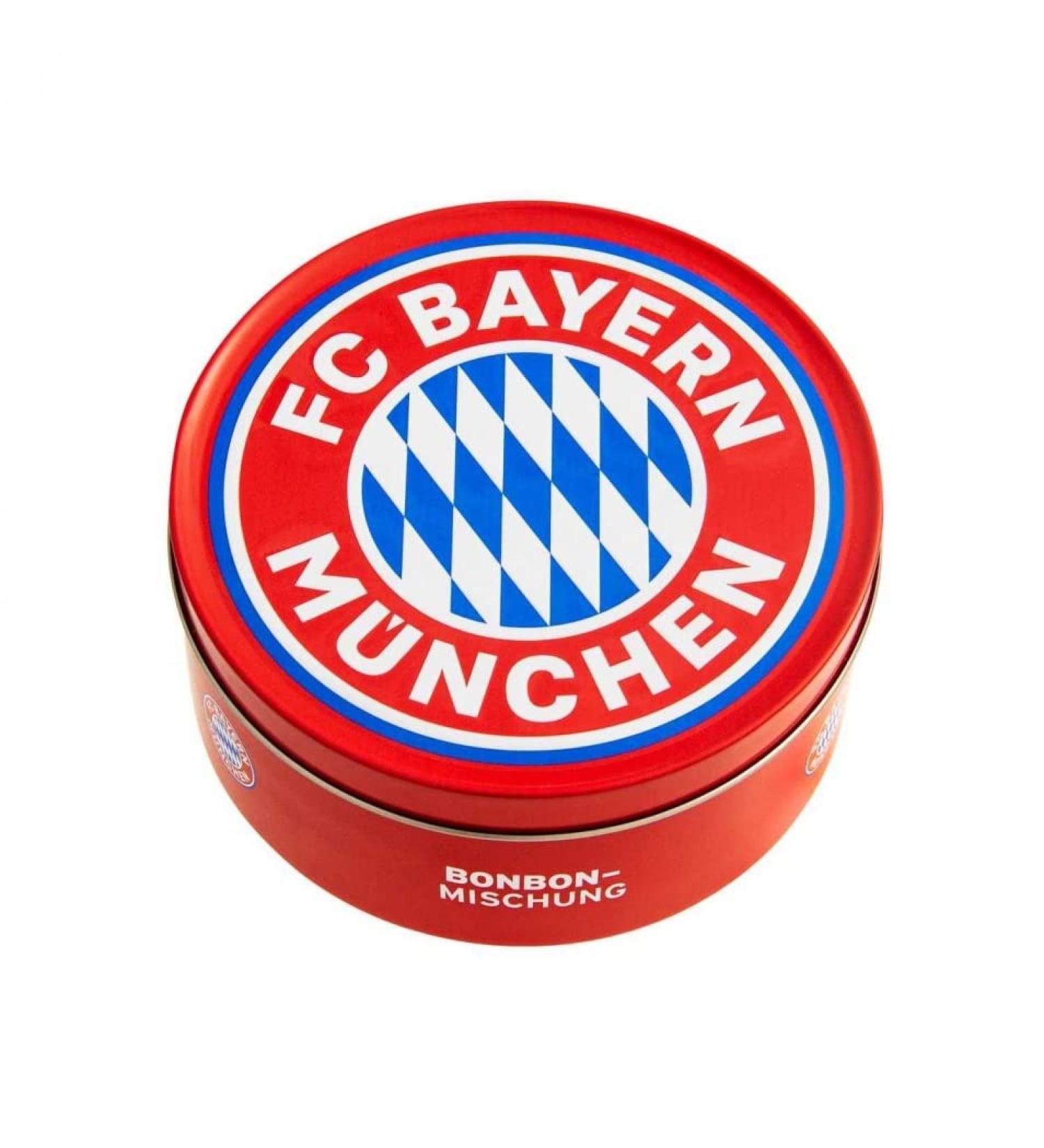 FC Bayern Munich Candy - Decorative Metal Tin Cherry & Ice Flavor 200g Hard Caramel with FCB Sticker - International Shipping - Buy Online on GoSupps.com