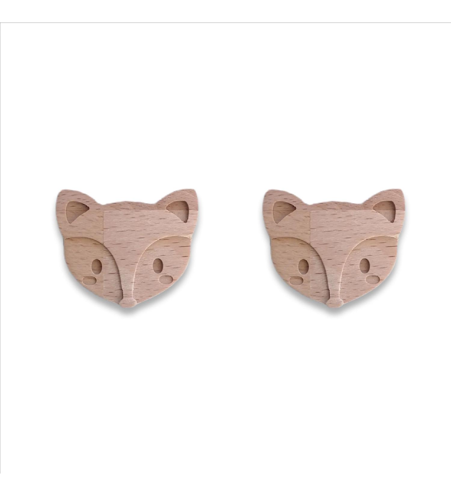 Coffelli Wooden Animal Knobs for Children's Rooms | Fox Design Beech Wood Drawer Pulls for Dressers & Wardrobes - Buy Online on GoSupps.com
