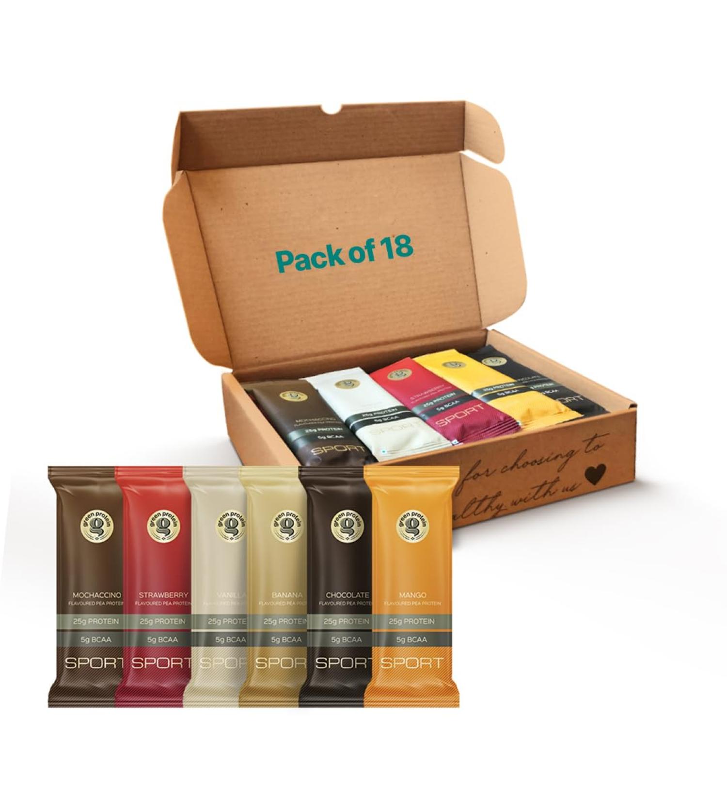 Sport Pea Protein Isolate Powder - 100% Vegan 25g Plant Protein - Pack of 18 | Best for Fitness & Health - Buy Online on GoSupps.com