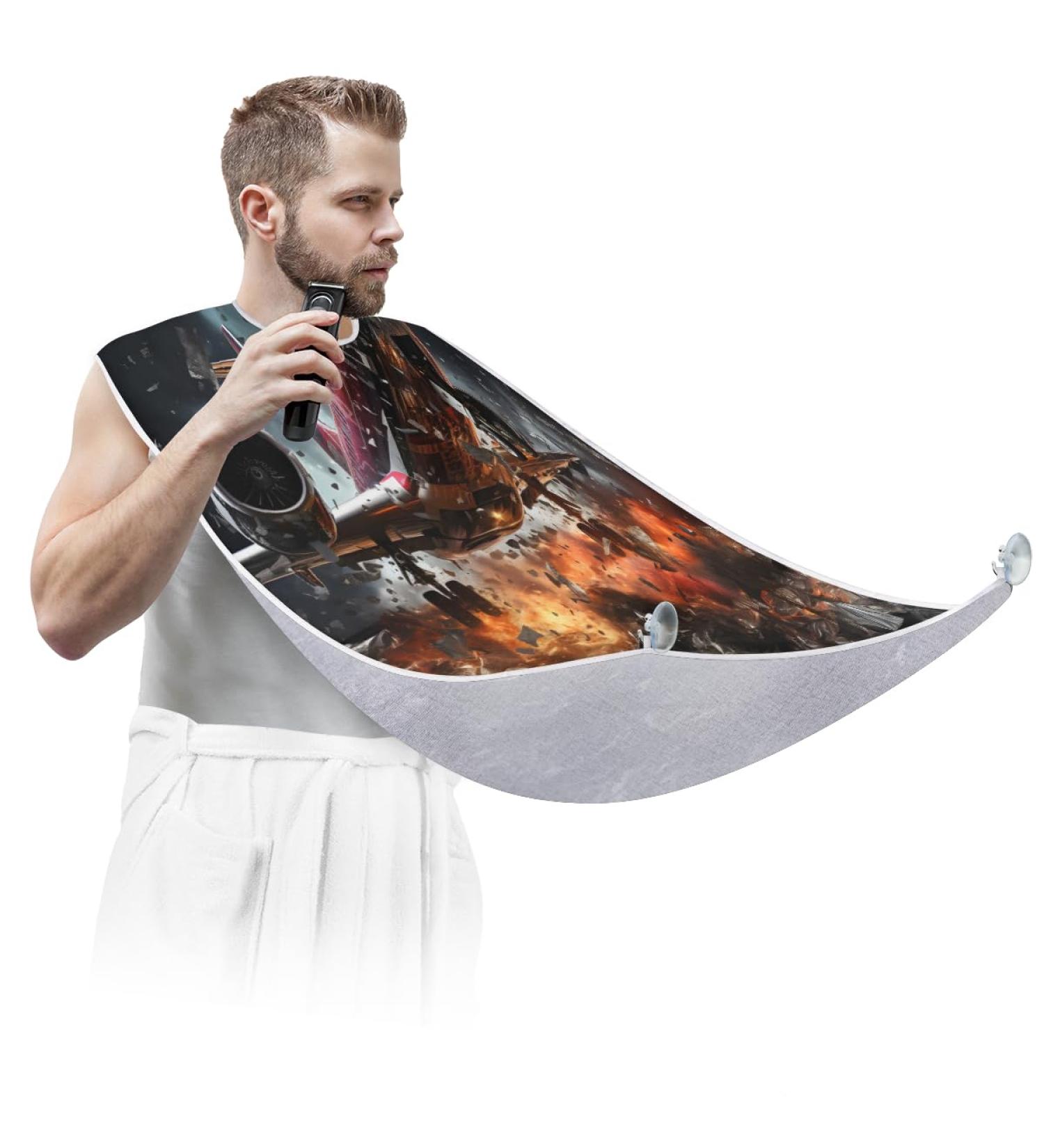 Airplanes Beard Bib Apron | Beard Hair Catcher for Men | Perfect Father's Day & Christmas Gifts for Dad & Husband - Buy Online on GoSupps.com