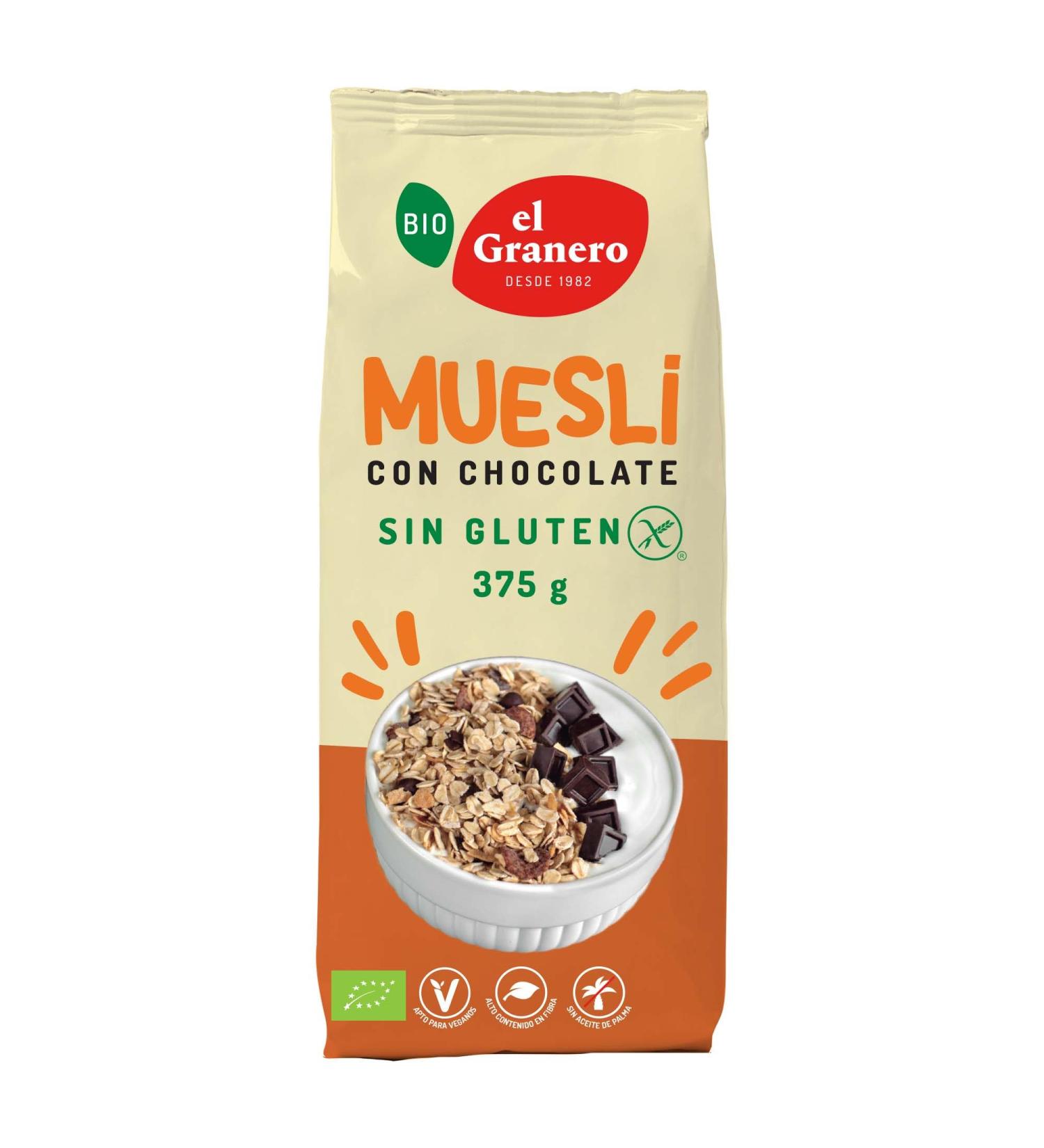 The Whole Grain Granary MUESLI con chocolate 375gr BIO is a grain mixture that can be eaten with milk or yogurt It is generally loved by both children and adults The weight is 375 g so it fits - Buy Online on GoSupps.com