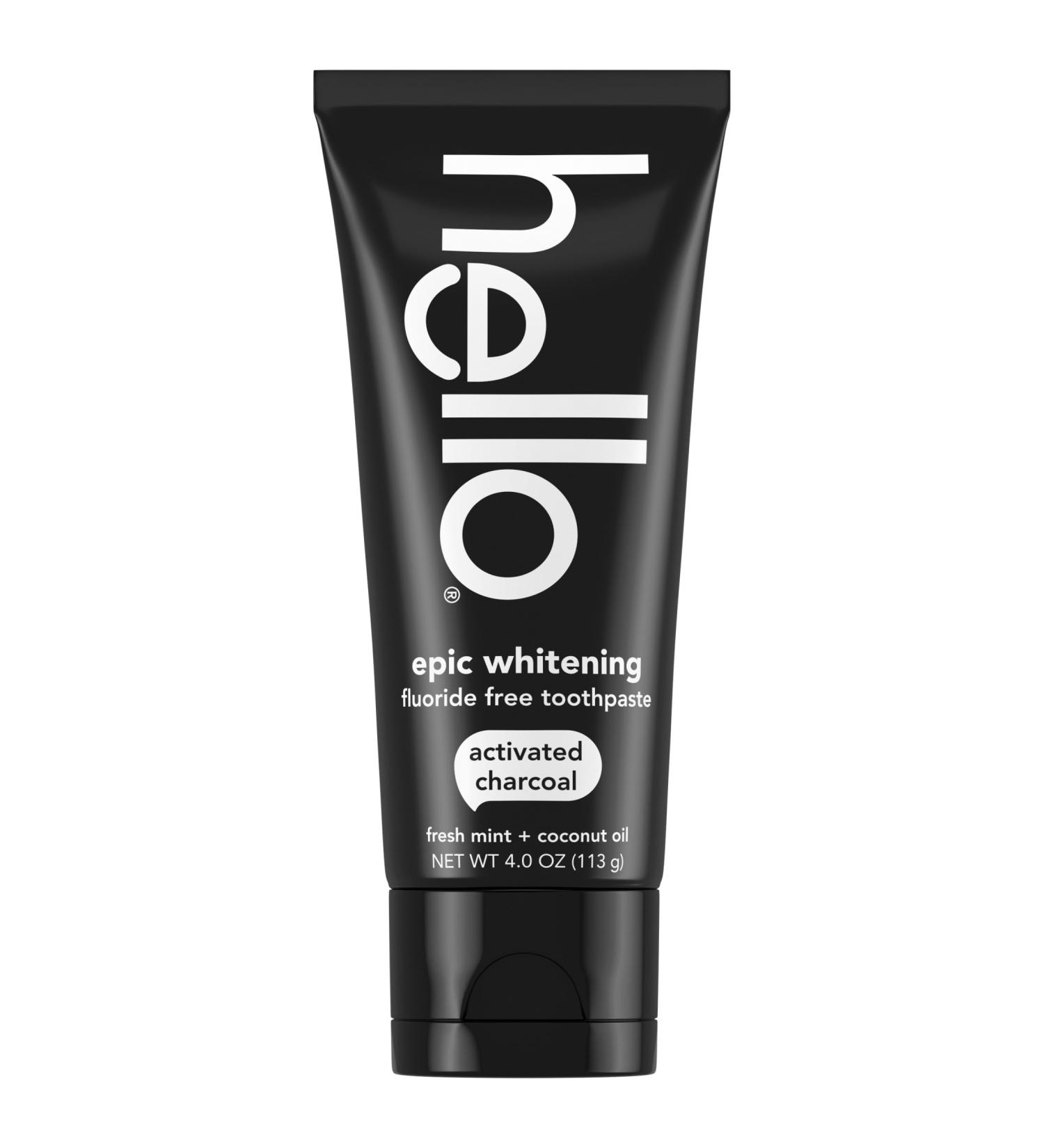 Fresh Mint Activated Charcoal Toothpaste | Epic Whitening Fluoride-Free Vegan SLS-Free - 4 oz - Buy Online on GoSupps.com
