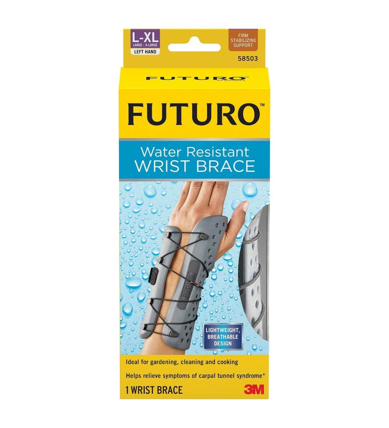 Futuro Water Resistant Wrist Brace Firm Stabilizing Support Left Hand Large/X-Large