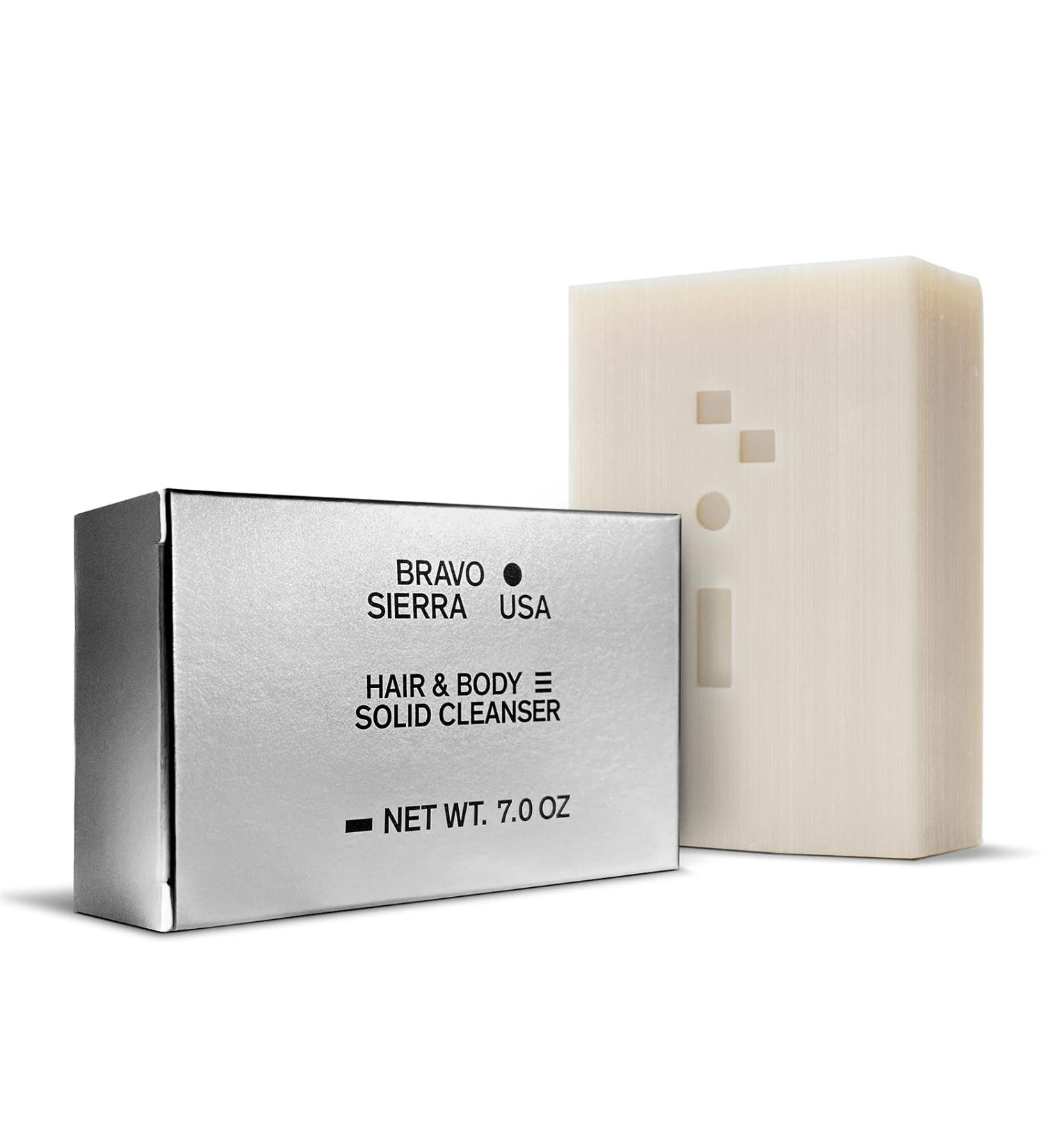 Bravo Sierra Men's Body and Hair Soap Bar - White Vetiver & Cedarwood - 7 oz - Coconut Shea Butter & Oat Flour - Face, Hair & Body Wash - Buy Online on GoSupps.com