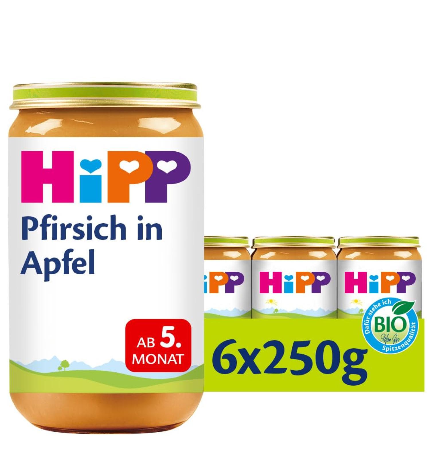Buy HiPP Fruits Peach in Apple - Pack of 6 (250g Each) | International Shipping Available - Buy Online on GoSupps.com
