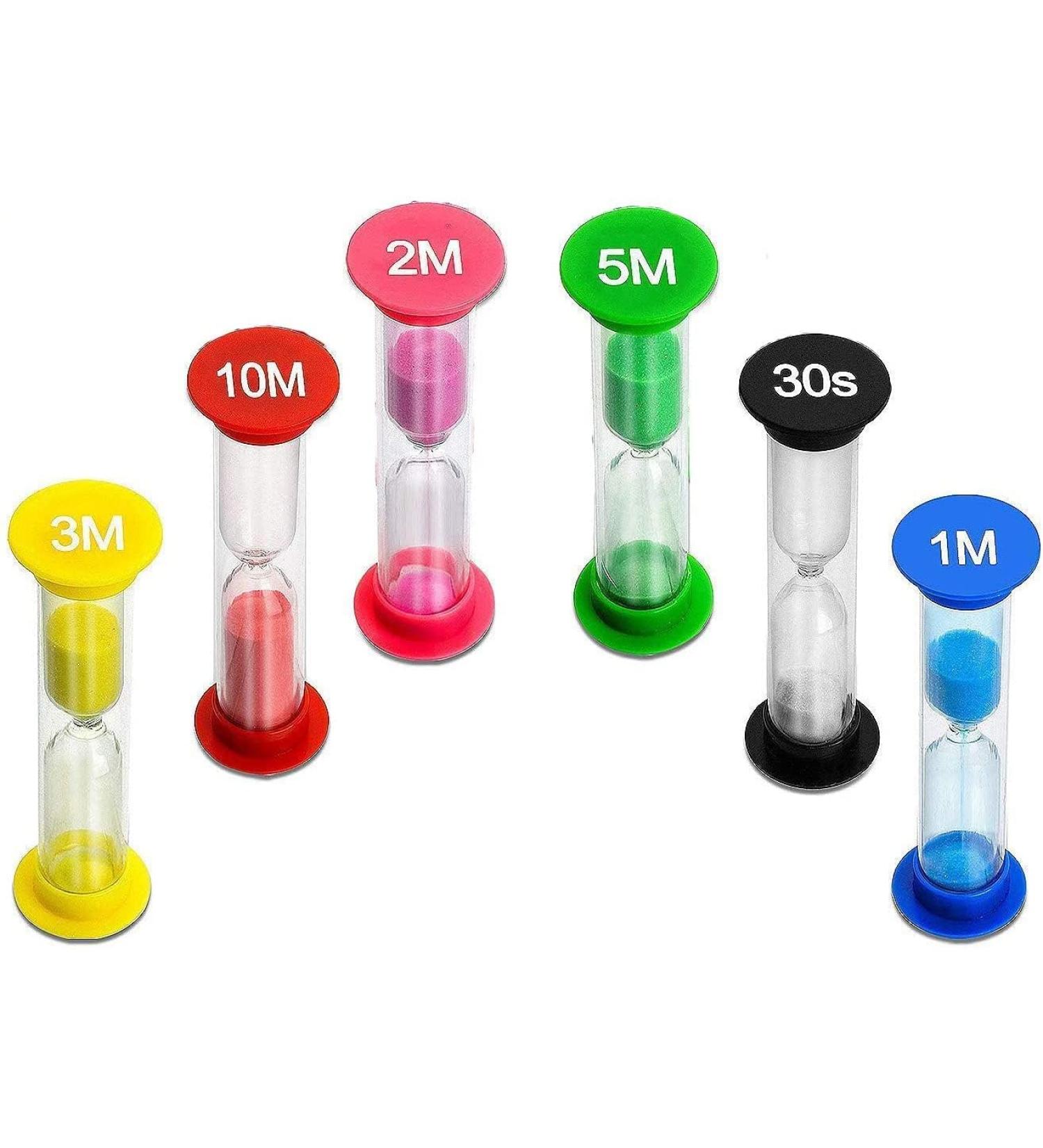 MOKIU Hourglass Set for Children - 6 Mini Timers (30 Sec 1 Min 2 Min 3 Min 5 Min 10 Min) - Ideal for Learning & Play - International Shipping Available - Buy Online on GoSupps.com