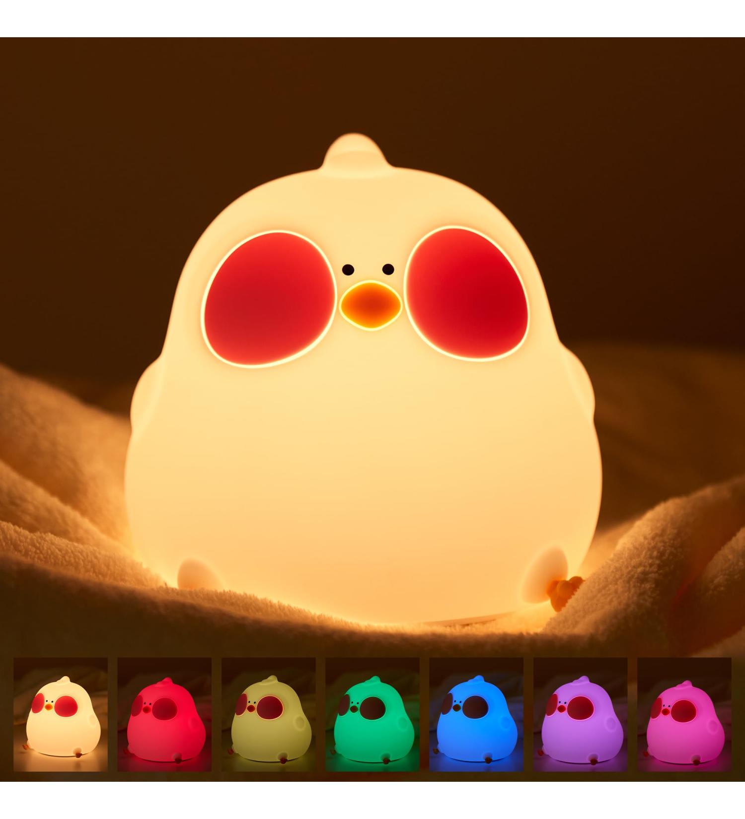Attivolife Cute Chicken Night Light - Touch Dimmable, 7 Colors, Timer, USB Rechargeable LED Lamp for Kids - Perfect Birthday & Christmas Gift for Baby Girl or Boy - Buy Online on GoSupps.com