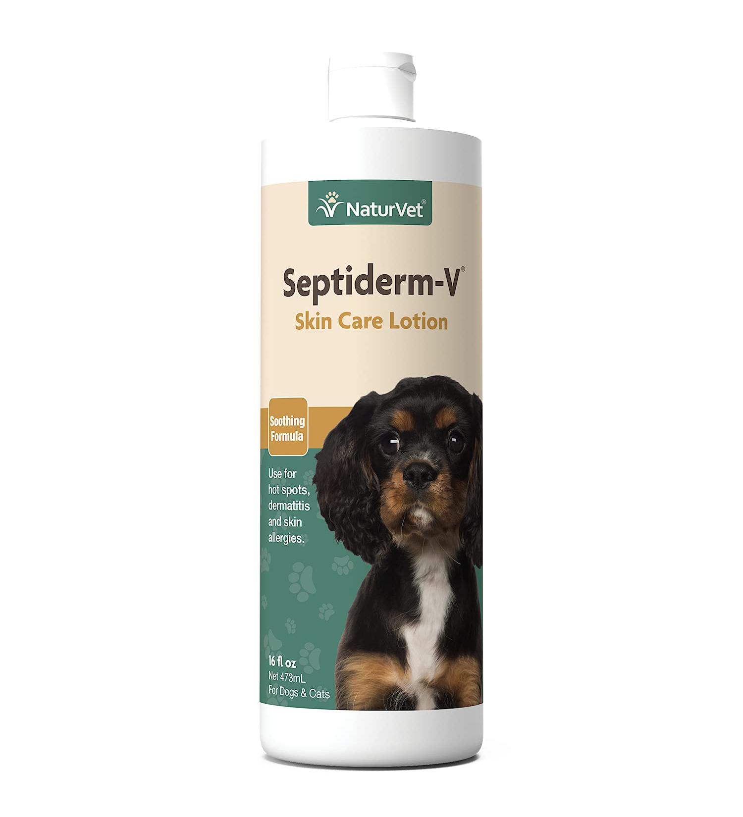 NaturVet Septiderm-V Skin Care Lotion for Dogs & Cats | Pet Health Supplement for Dermatitis, Allergies, and Hot Spots | Grooming Aid - 16 Oz - Buy Online on GoSupps.com