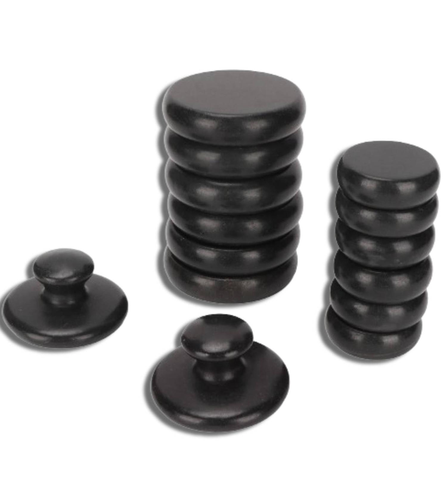 14-Piece Basalt Massage Stone Set - Spa Hot Rocks for Home & Beauty Salon | Relaxing Massage Stones for Men & Women - Buy Online on GoSupps.com