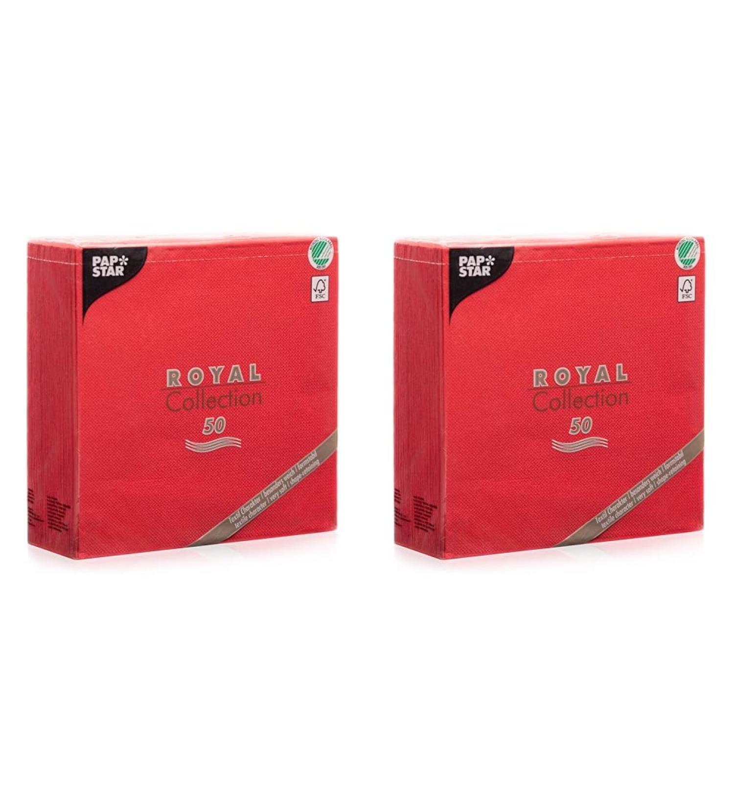 ROYAL Collection Red Napkins 40x40 cm - Pack of 2 | 1/4 Fold Premium Quality for Events & Dining - Buy Online on GoSupps.com