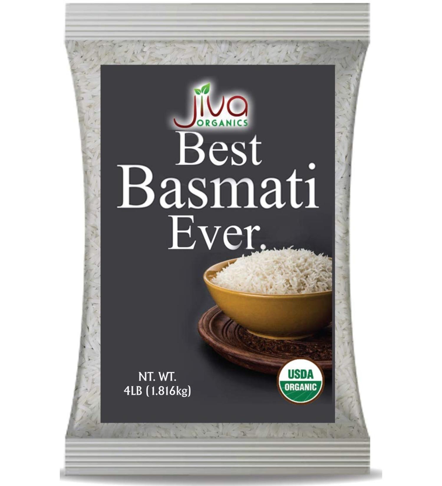 Jiva Organics Organic Basmati Rice 4 LB Bag - Extra Long Grain - Premium Quality from India - 4 Pound (Pack of 1) - Buy Online on GoSupps.com