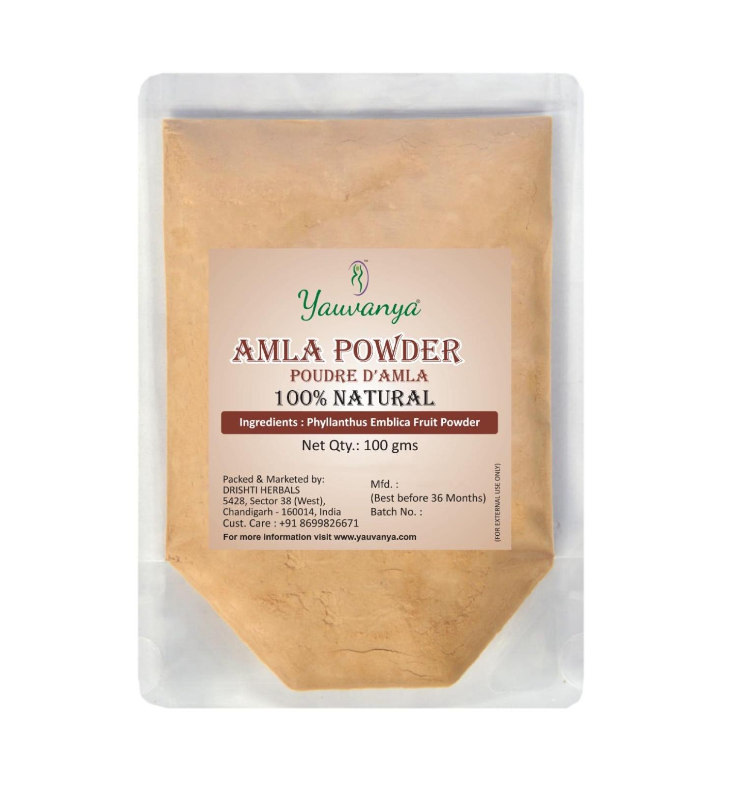 Yauvanya Pure Amla (Indian Gooseberry) Powder for Hair 3X100 gms - Buy Online on GoSupps.com