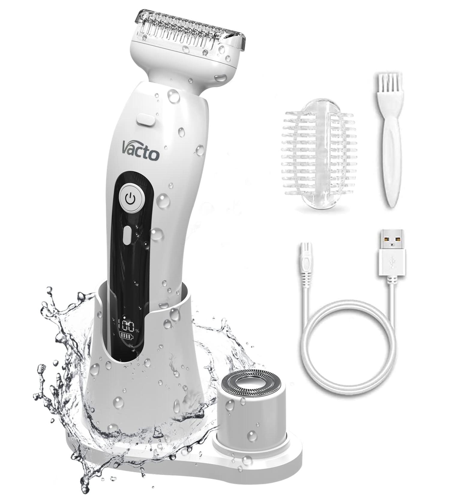 Vacto Electric Razor for Women with LED Light - Rechargeable Bikini Trimmer and Shaver for Body Hair Removal - White (Upgraded) - Buy Online on GoSupps.com