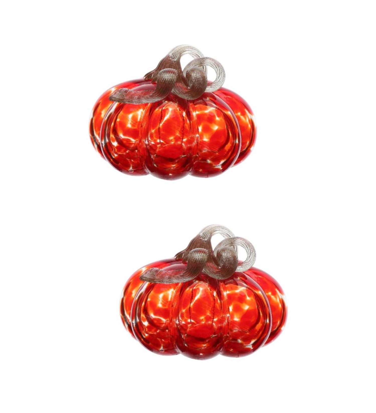 Ciieeo 2pcs autumn desktop with lights glass pumpkin jar American Country decorate glass pumpkin decorations Collection desk with cover dispenser manual Redx2pcs 12.5x12.5cmx2pcs - Buy Online on GoSupps.com