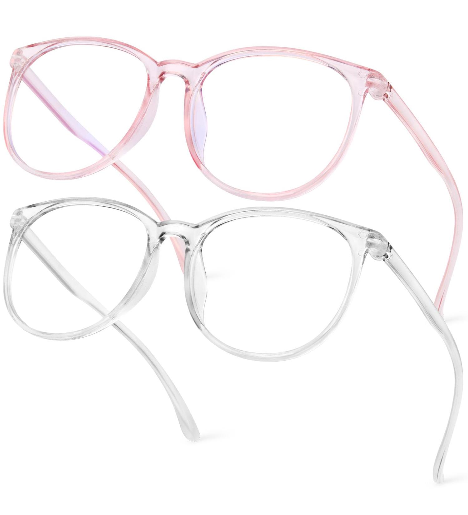 Aomig Blue Light Glasses - 2PC Gaming & Reading Eyewear | Unisex Eye Protection & Tiredness Relief (Pink/White) - Buy Online on GoSupps.com