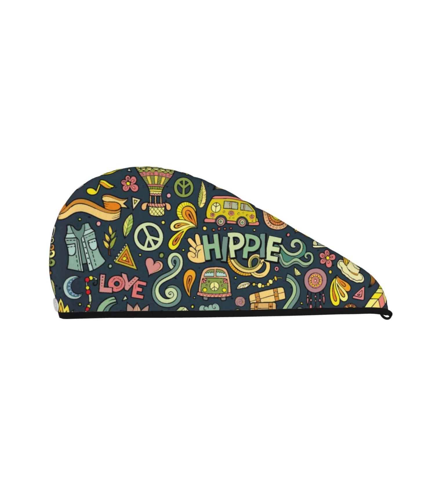 Colorful Hippie Microfiber Hair Towel - Super Absorbent Quick Dry Wrap for Long Curly & Thick Hair - Buy Online on GoSupps.com