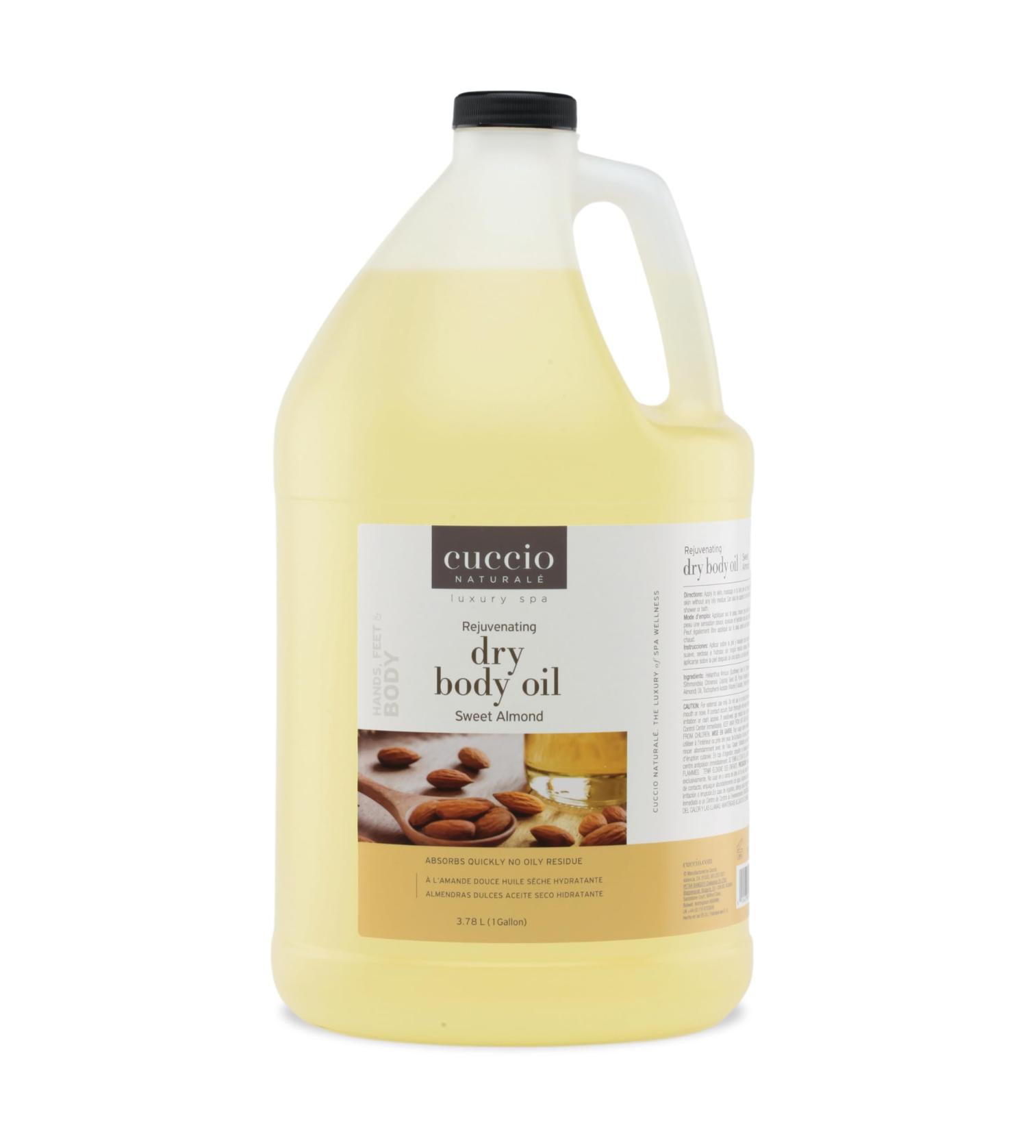 Cuccio Naturale Hydrating Dry Body Oil Sweet Almond Scent 1 Gallon (128 oz) Refill Lightweight Non-Greasy Body Moisturizer for Silky Skin Professional Spa & Home Use Paraben-Free Cruelty-Free - Buy Online on GoSupps.com