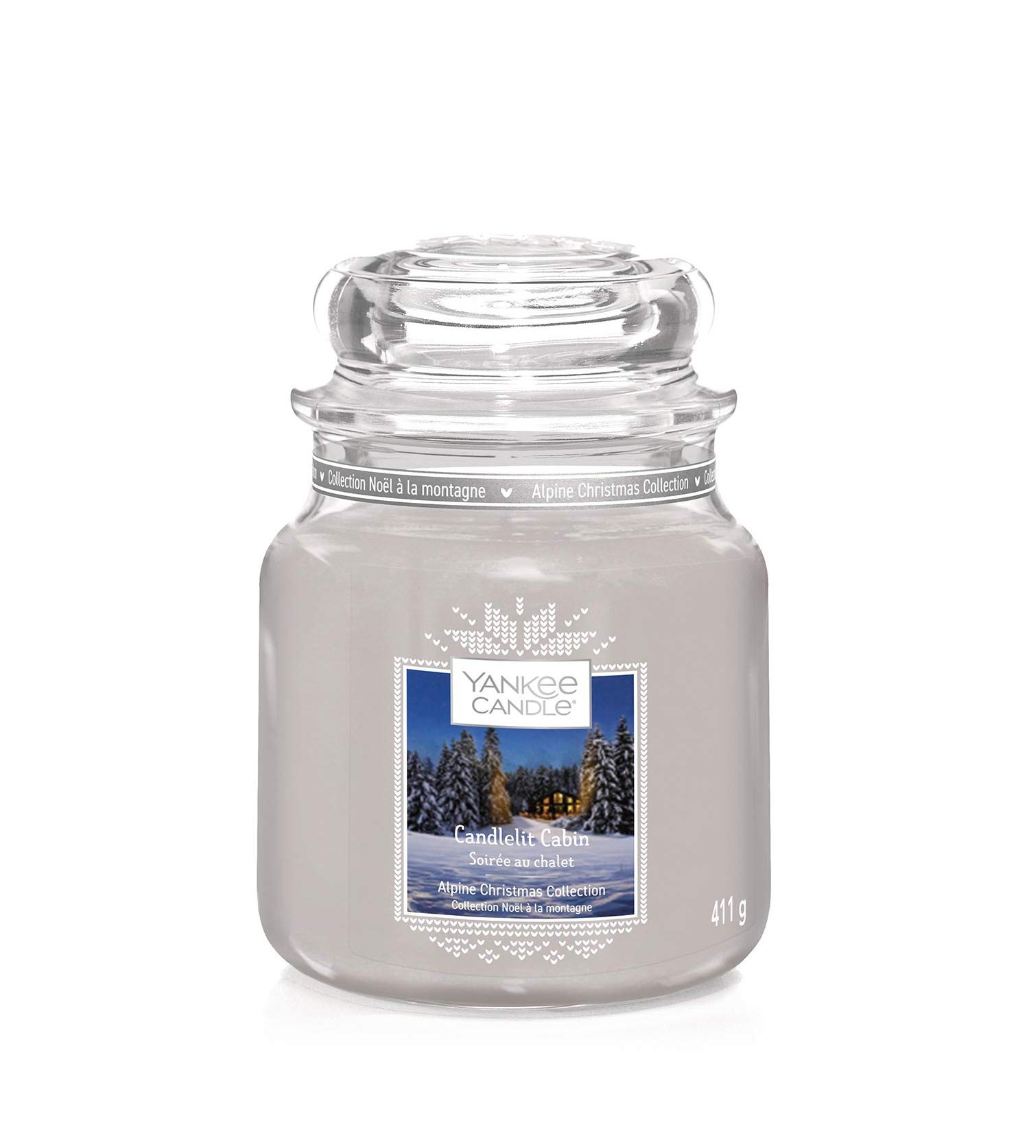 Yankee Candle Candlelit Cabin - Medium-Sized Fragrance Candle in Glass | Alpine Christmas Collection | Up to 75 Hours Burn Time - Buy Online on GoSupps.com
