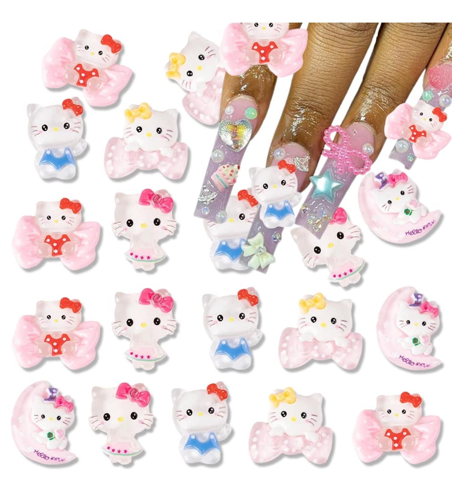 50Pcs Hello Kitty Nail Charms - 3D Resin Jewels for Acrylic Nails | Cute Cartoon Rhinestone Decorations and DIY Nail Art Accessories | Kawaii Manicure Tips - Buy Online on GoSupps.com