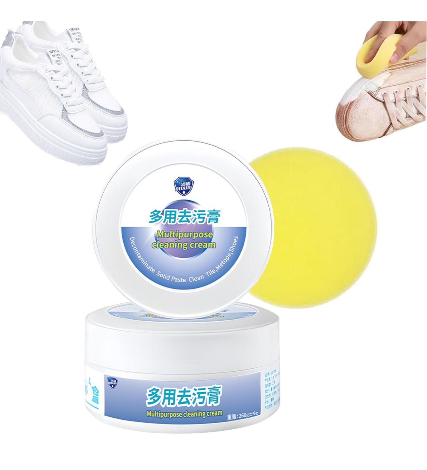 Multipurpose All Purpose Cleaner Cream for White Shoes - Stain Removal + Sneaker Care with Sponge - 100ml - Buy Online on GoSupps.com