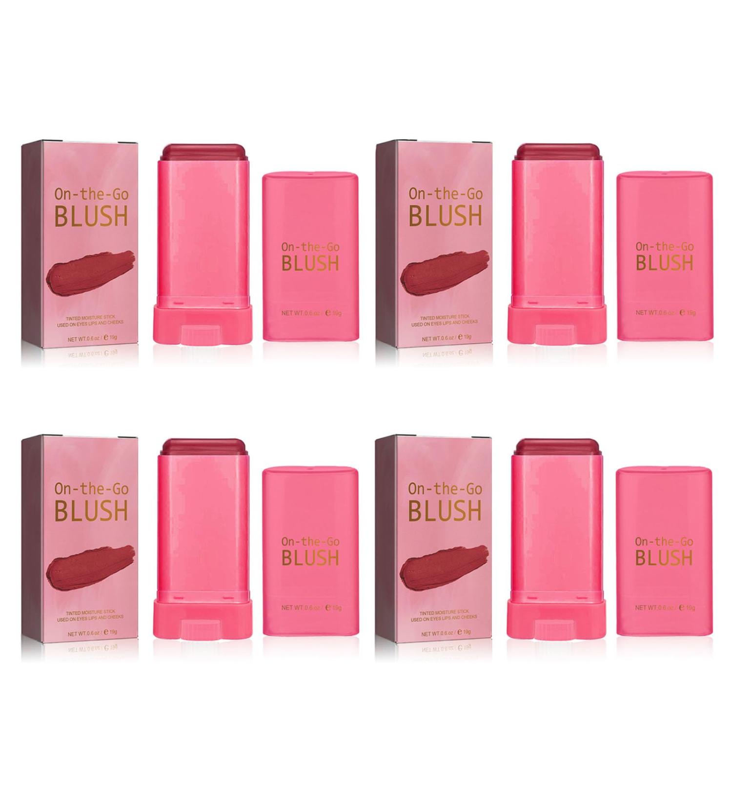 4PCS Cream Blush Stick Smooth Blush Stick Waterproof Moisturizer Stick Matte Highlighter Stick Natural Nude Makeup for Cheek Eyes Lips Red 19 g (Pack of 4) Red - Buy Online on GoSupps.com