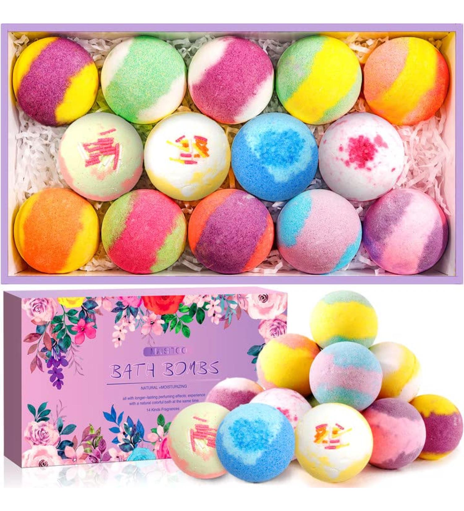 Maisitoo Bath Bombs Gift Set - 14 Natural Essential Oil Bubble Bath Balls for Valentine s Day & Christmas Spa Experience - Buy Online on GoSupps.com