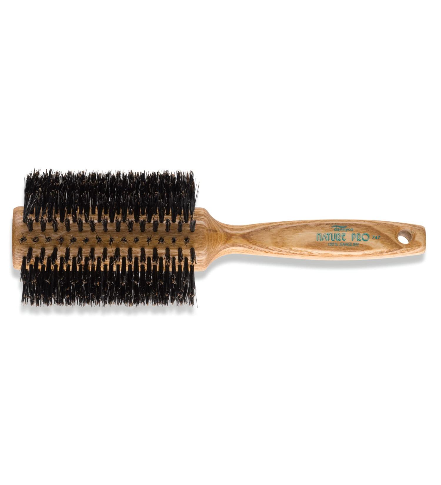 Dannyco Professional Nature Pro Oakwood Handle Circular Brush With Natural Boar Bristles Jumbo 1 Count 7.5 cm (Pack of 1) Wood Handle