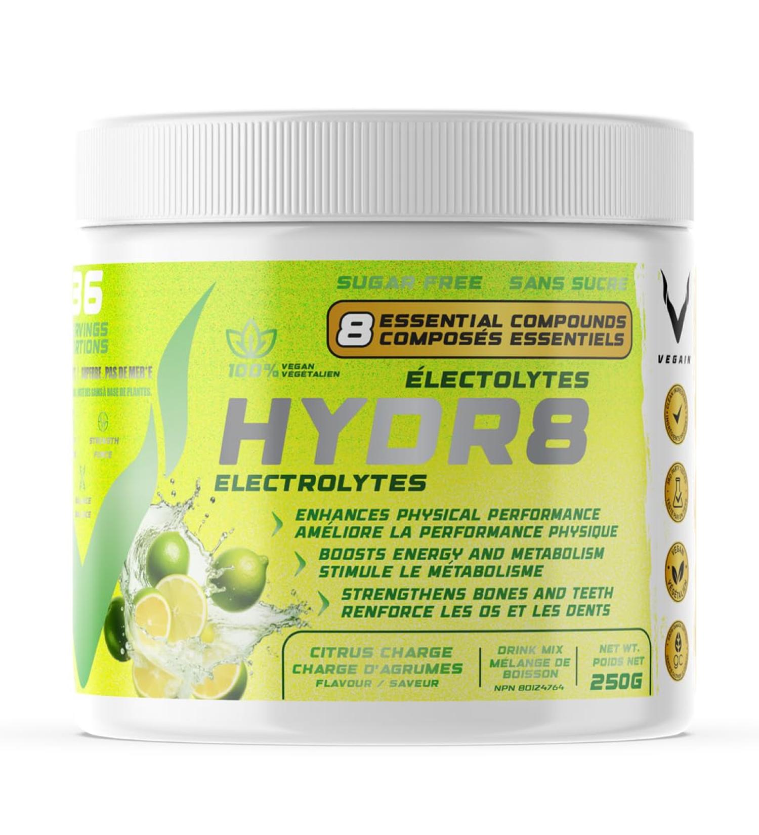 HYDR8 Electrolytes Citrus Charge - All-Natural Hydration Blend | 36 Servings | Zero Sugar No Artificial Additives | Banned Substance Free - Buy Online on GoSupps.com