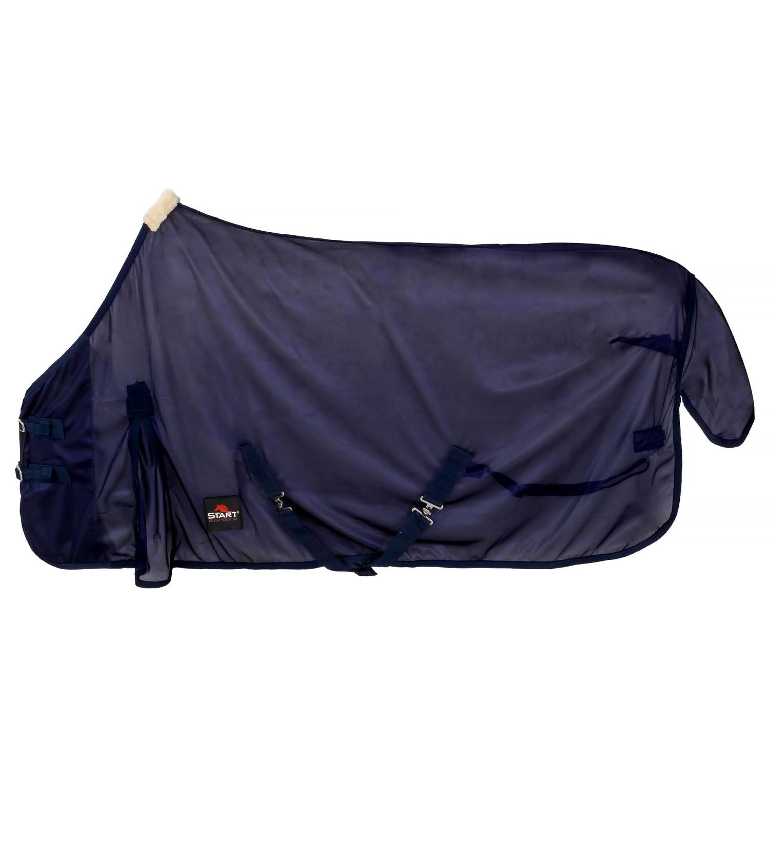 Breathable Dark Blue Horse Blanket 155cm - Elastic Neck Insect Protection & Eczema Relief | Summer Lightweight Fly Sheet - Buy Online on GoSupps.com