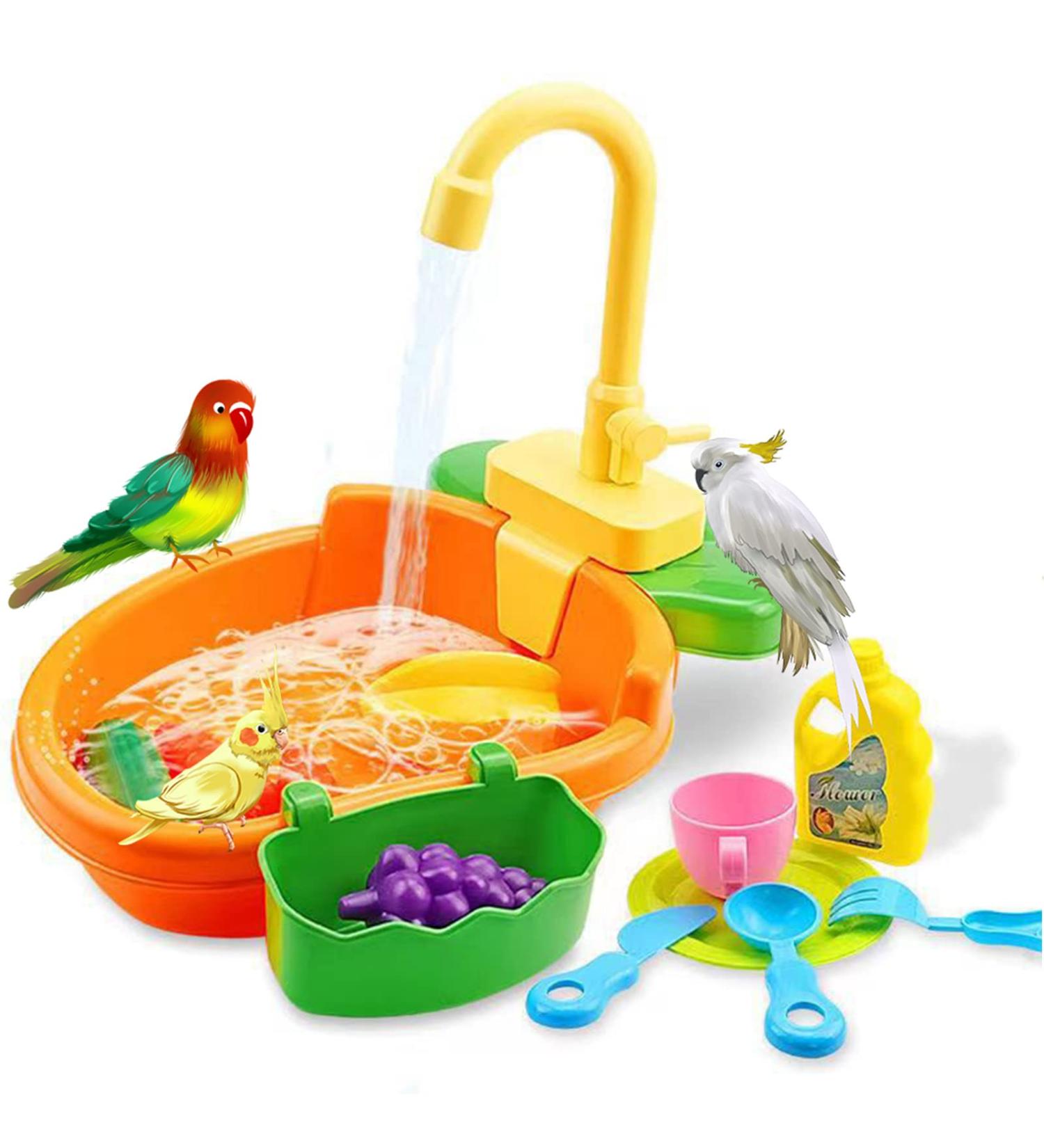 JZRH Parrot Automatic Bathtub Toys with Faucet | Multifunctional Shower Box for Small Birds | Birdbath & Fountain Combo | Bird Feeder Bowl in Four Colors - Green - Buy Online on GoSupps.com