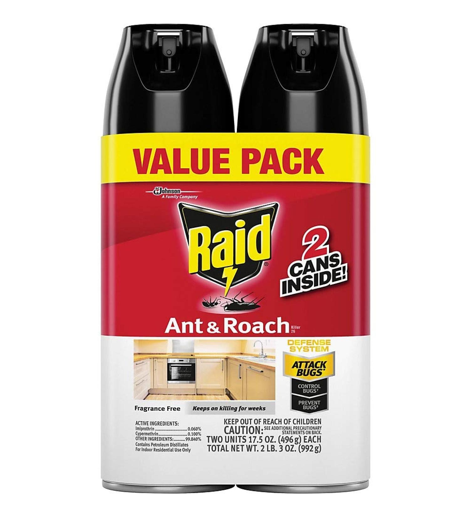 Raid Ant & Roach Killer 26 Fragrance Free 17.5 oz (2 ct) - Fast-Acting Pest Control Solution - Buy Online on GoSupps.com