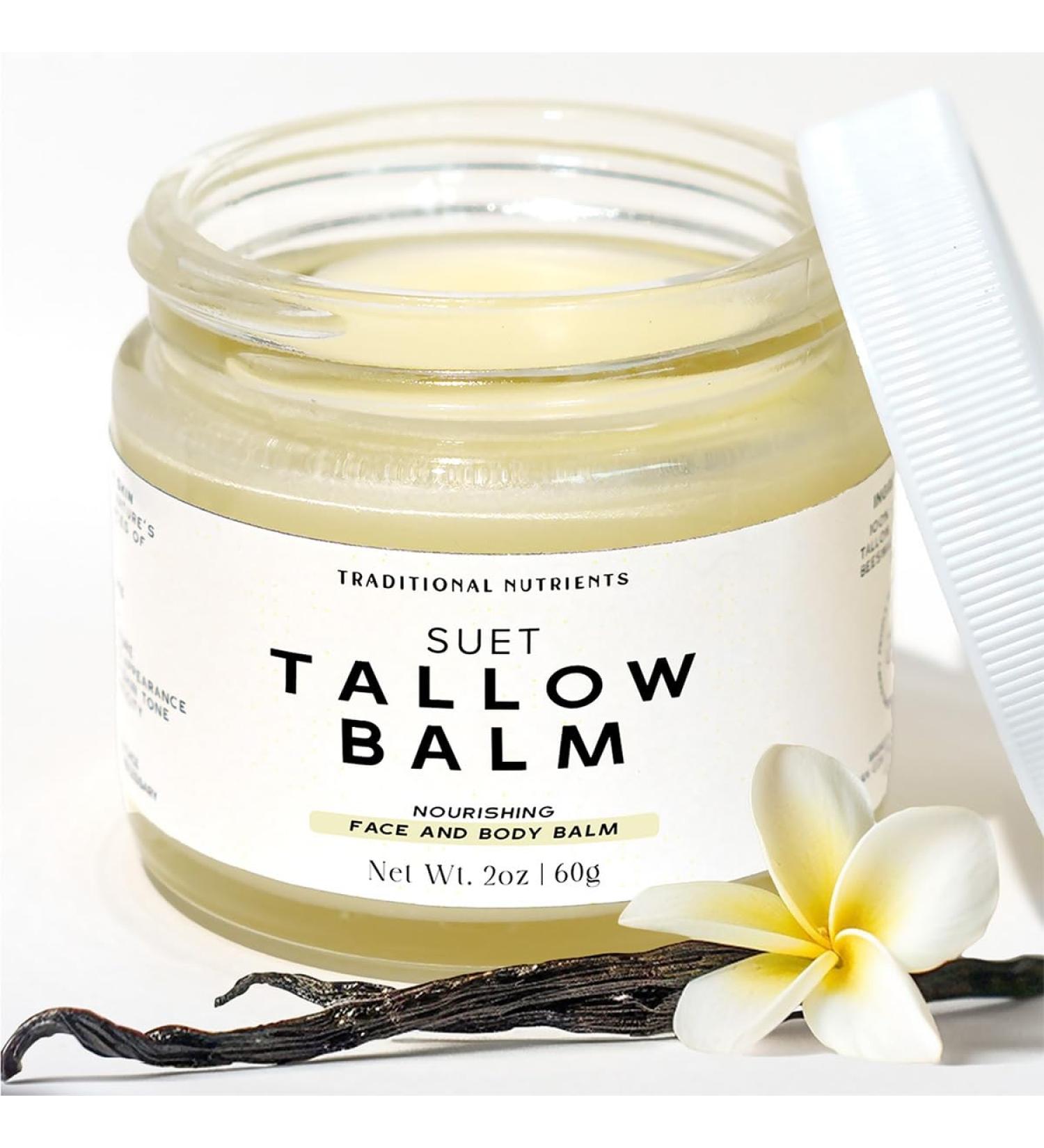 Suet Beef Tallow & Raw Honey Balm | Natural Moisturizer with Vanilla Essential Oil for Face & Body (2oz) - Grass Fed & International Shipping - Buy Online on GoSupps.com