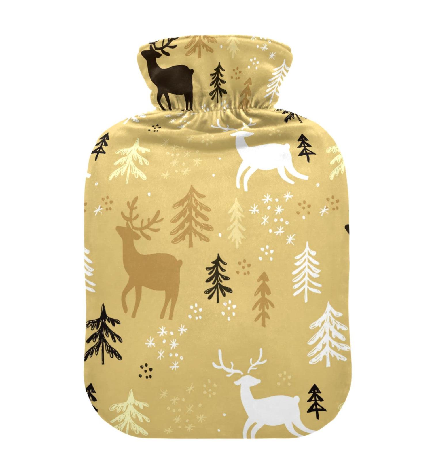 Durable 2L Heat Bottle for Pain Relief - Christmas Deer & Snowflakes Design | Perfect for Hands Feet Shoulders & Neck Therapy - Buy Online on GoSupps.com