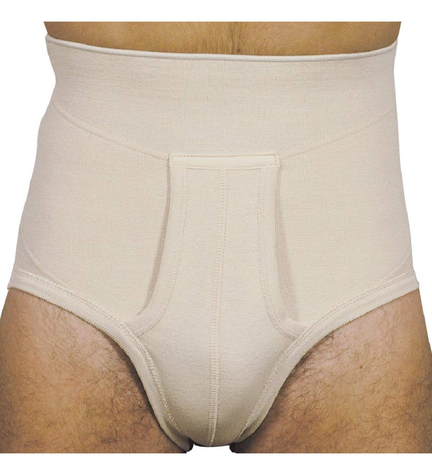 MANIFATTURA BERNINA Derby 65130 - Men's inguinal hernia briefs in cotton with opening S Beige