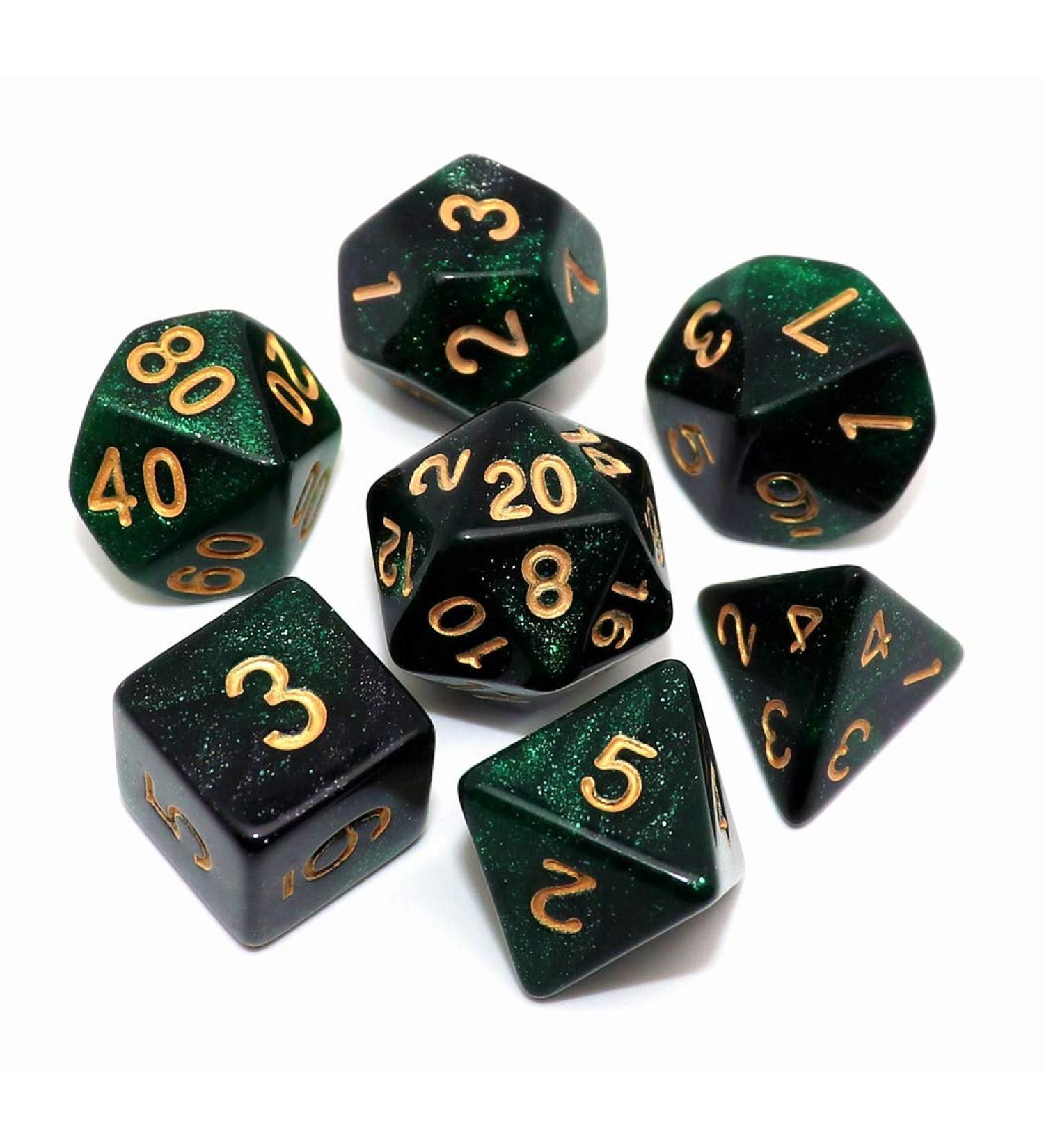 CREEBUY Polyhedral DND Dice Set - Green Mix Black Nebula Glitter Dice for D&D RPG Games - Buy Online on GoSupps.com