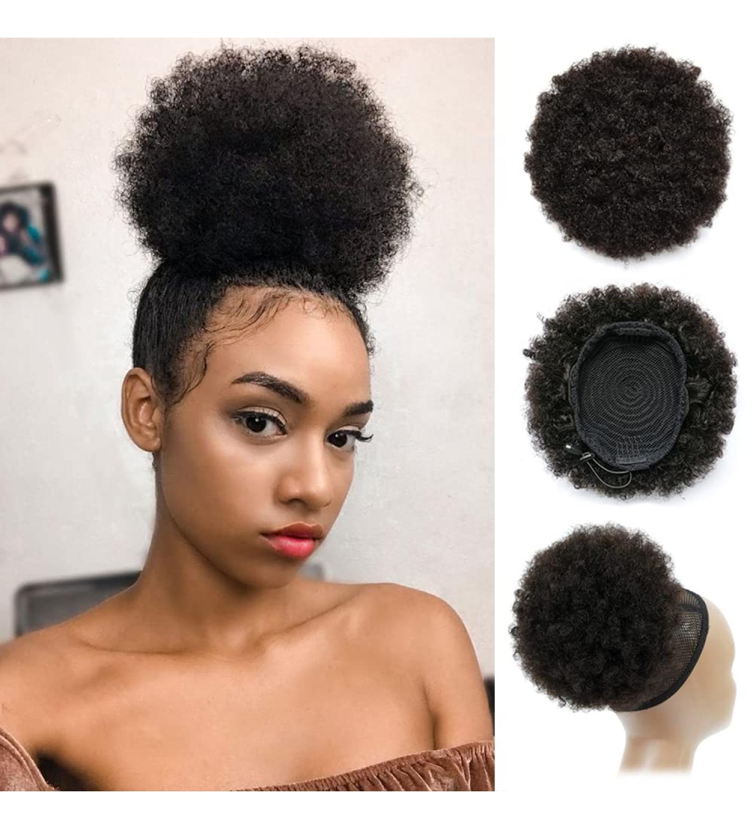 8 Inch Afro Puff Drawstring Ponytail Short Curly Hair Extension Natural Black 1B - Pack of 1 - Buy Online on GoSupps.com