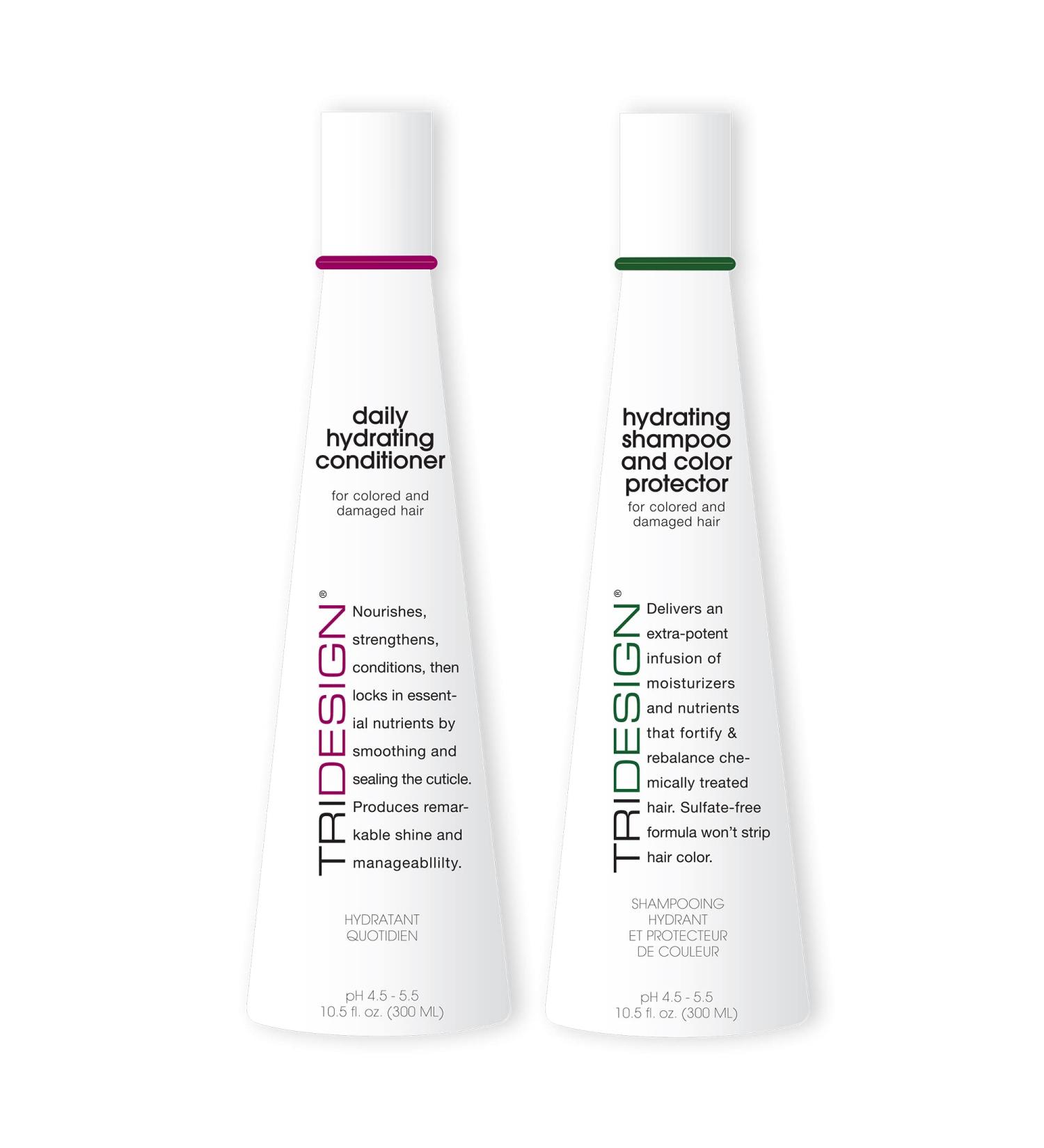TRI Design Hydrating Shampoo & Conditioner Set - Sulfate Free for Dry & Damaged Hair - Moisturize & Repair Curly Straight Wavy Color-Treated Hair - 10.5 oz - Buy Online on GoSupps.com